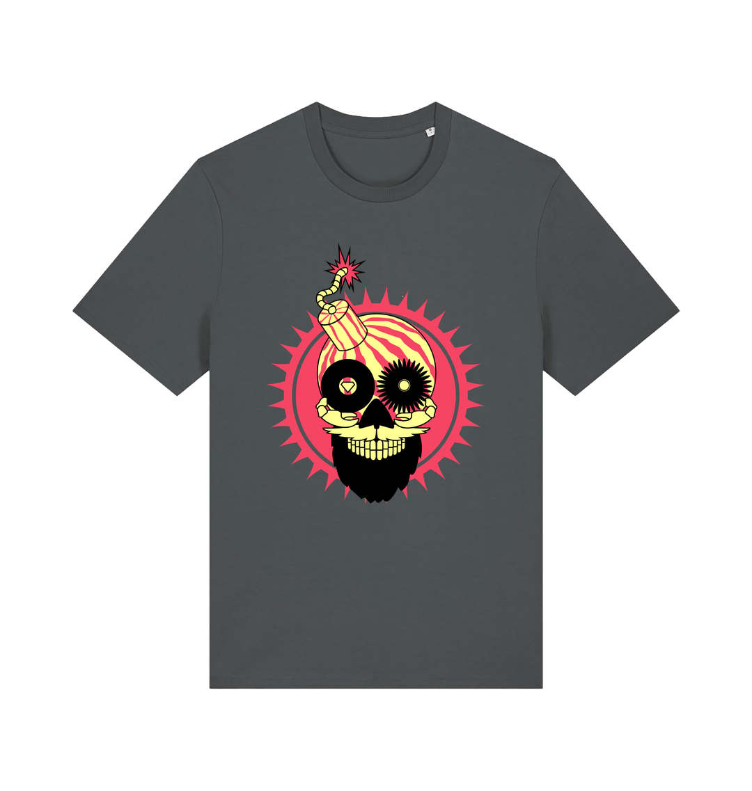 Melon Bomb Skull Logo Print Unisex Organic T Shirt-Essential Republik-Essential Republik