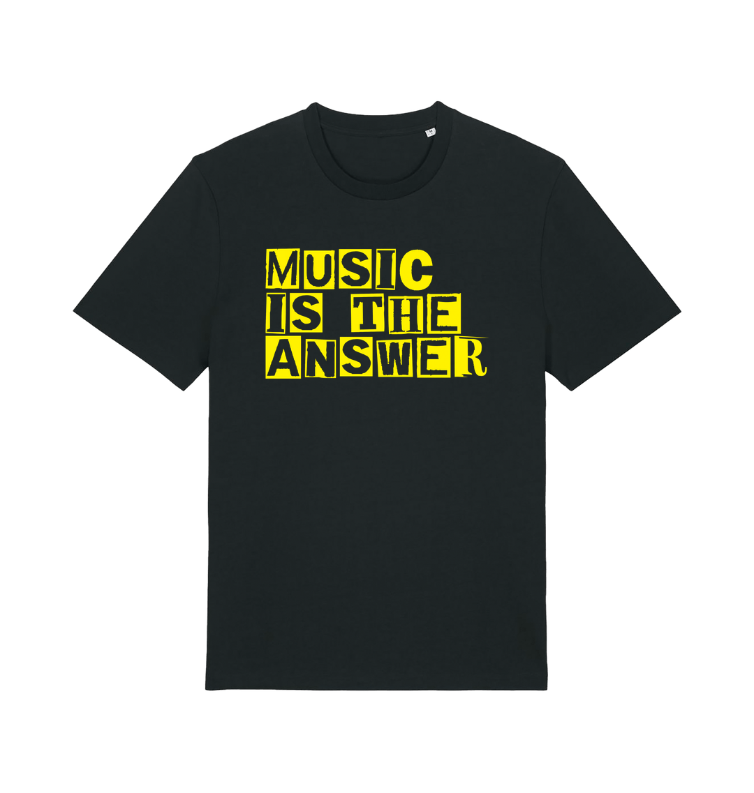 Danny Tenaglia Music Is The Answer Yellow Cut Out Print Men's Organic T Shirt-Essential Republik-Essential Republik