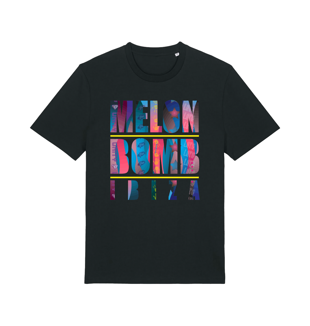 Melon Bomb Ibiza Logo Print Unisex Organic T Shirt-Essential Republik-Essential Republik