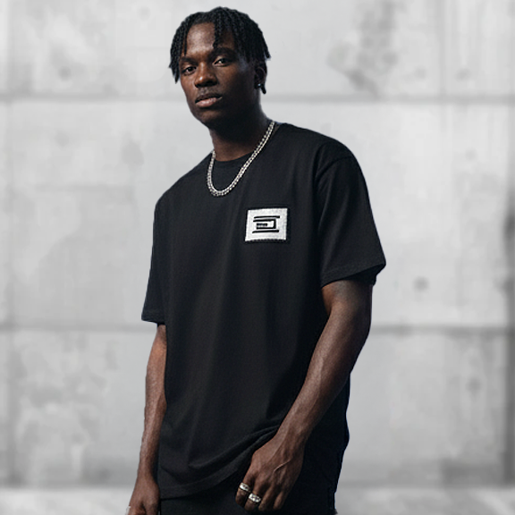 Drumcode wave print oversized unisex t shirt in black-Drumcode-Essential Republik