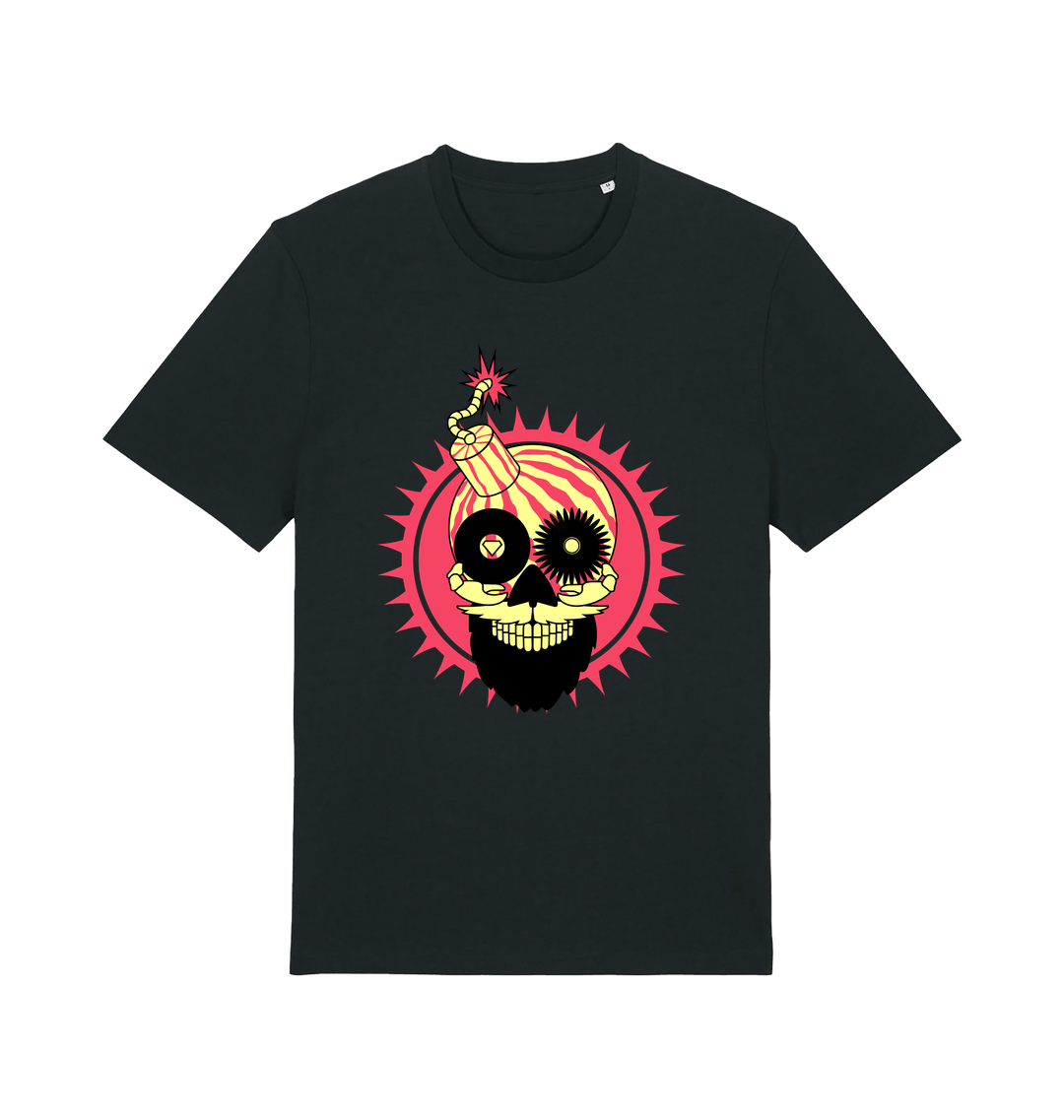 Melon Bomb Skull Logo Print Unisex Organic T Shirt-Essential Republik-Essential Republik