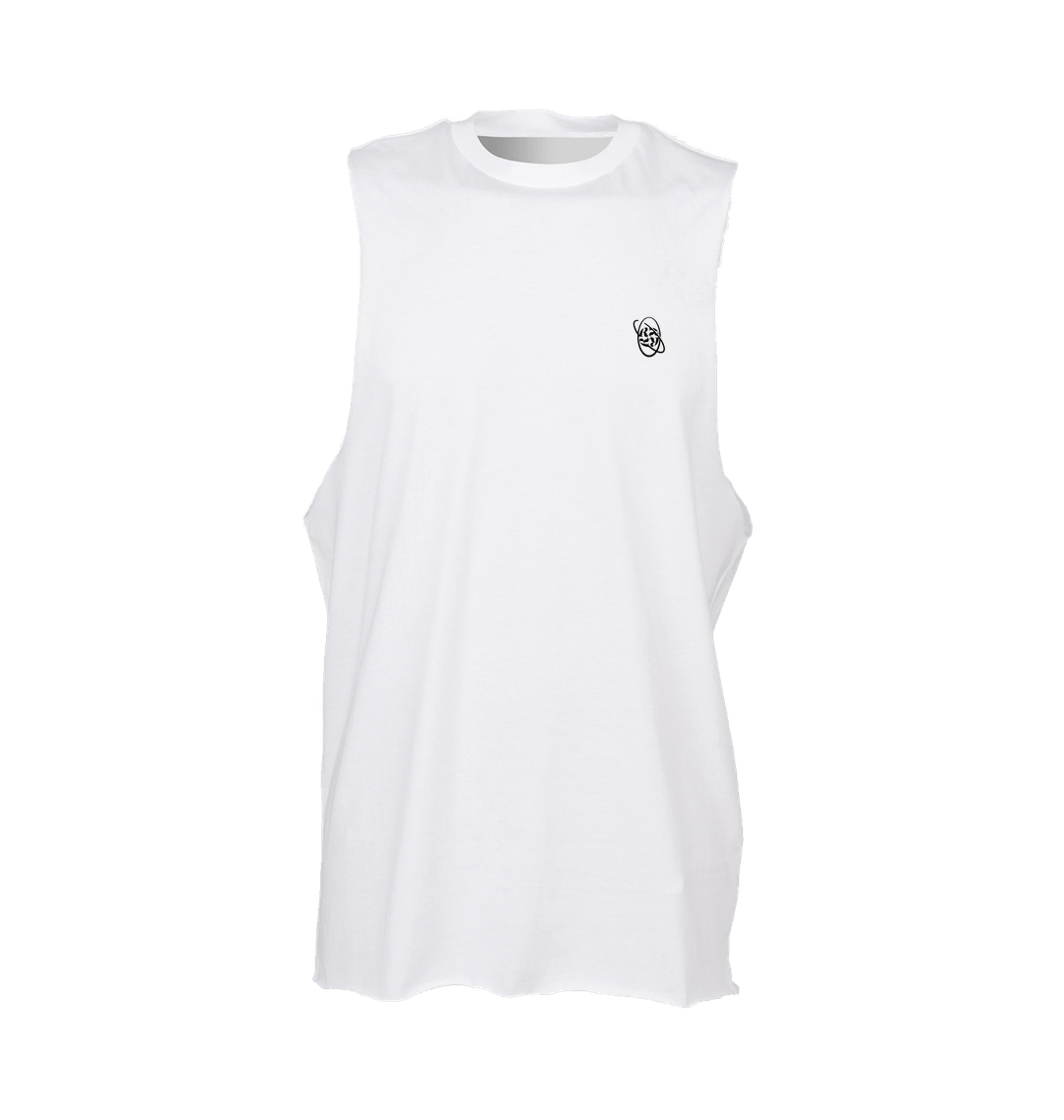 Renaissance hand and eye raw edge vest in white-Renaissance-Essential Republik