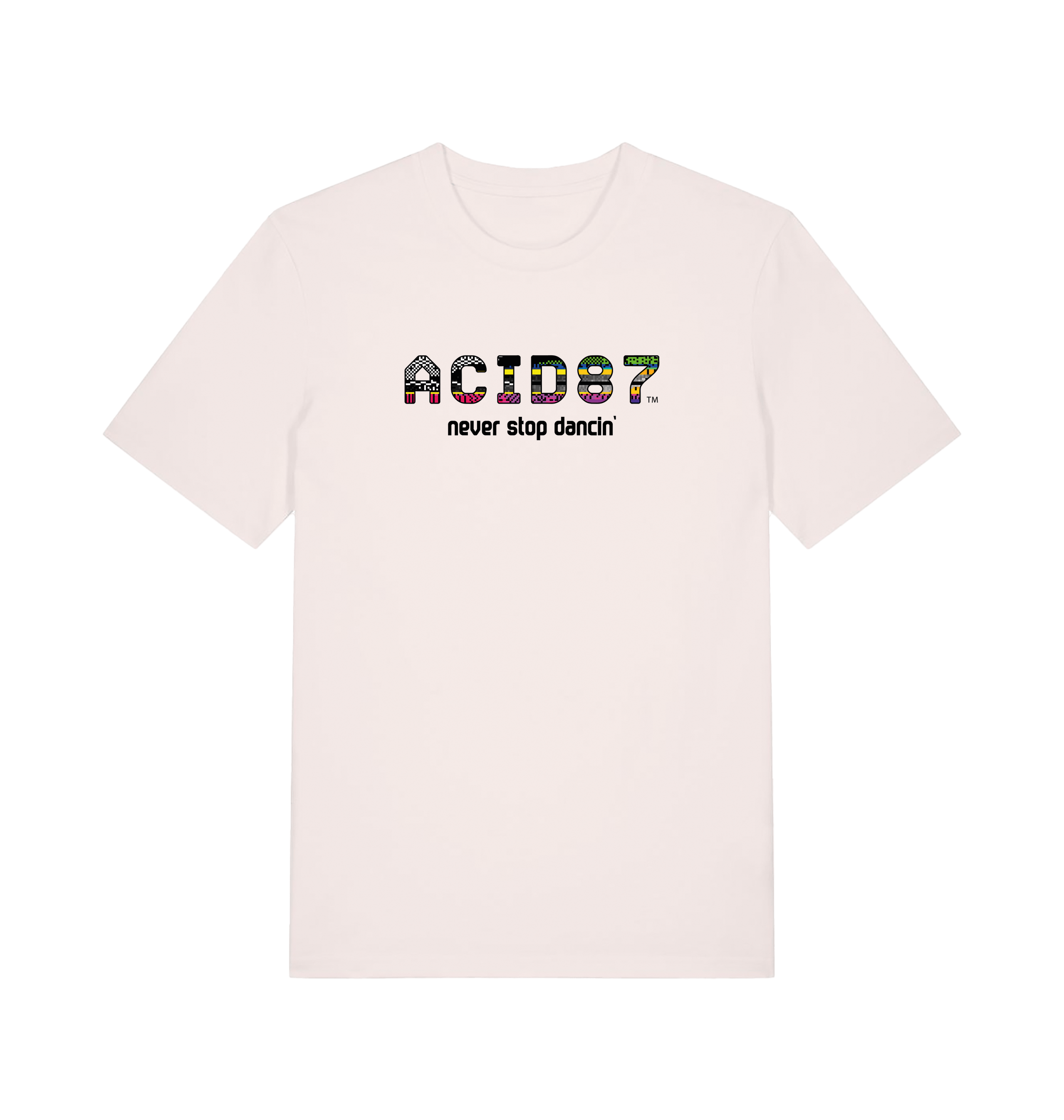 Acid87 Never Stop Dancin Glitch Logo Print Unisex Organic T Shirt-Essential Republik-Essential Republik