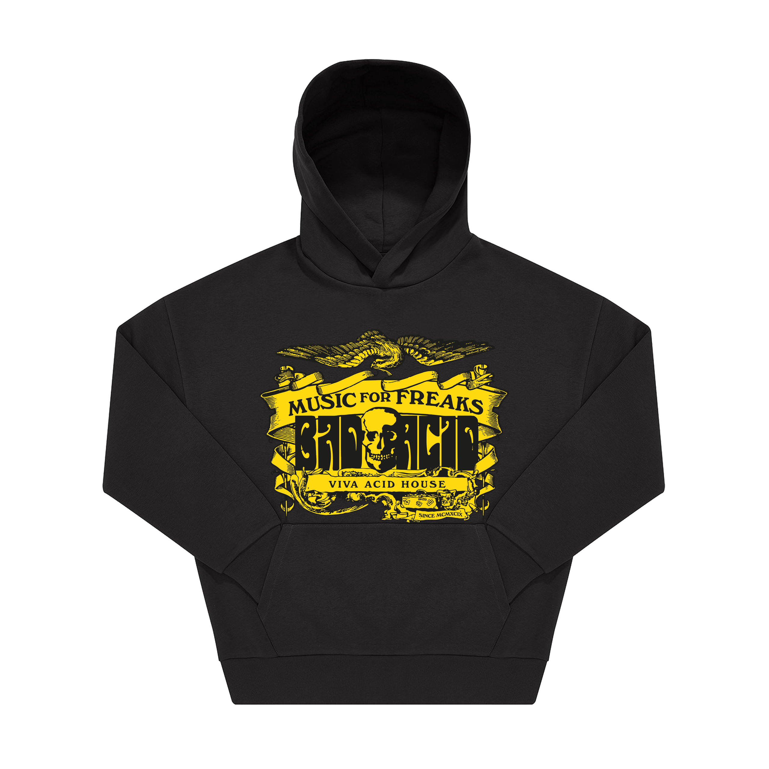 Black Printed Hoody Front