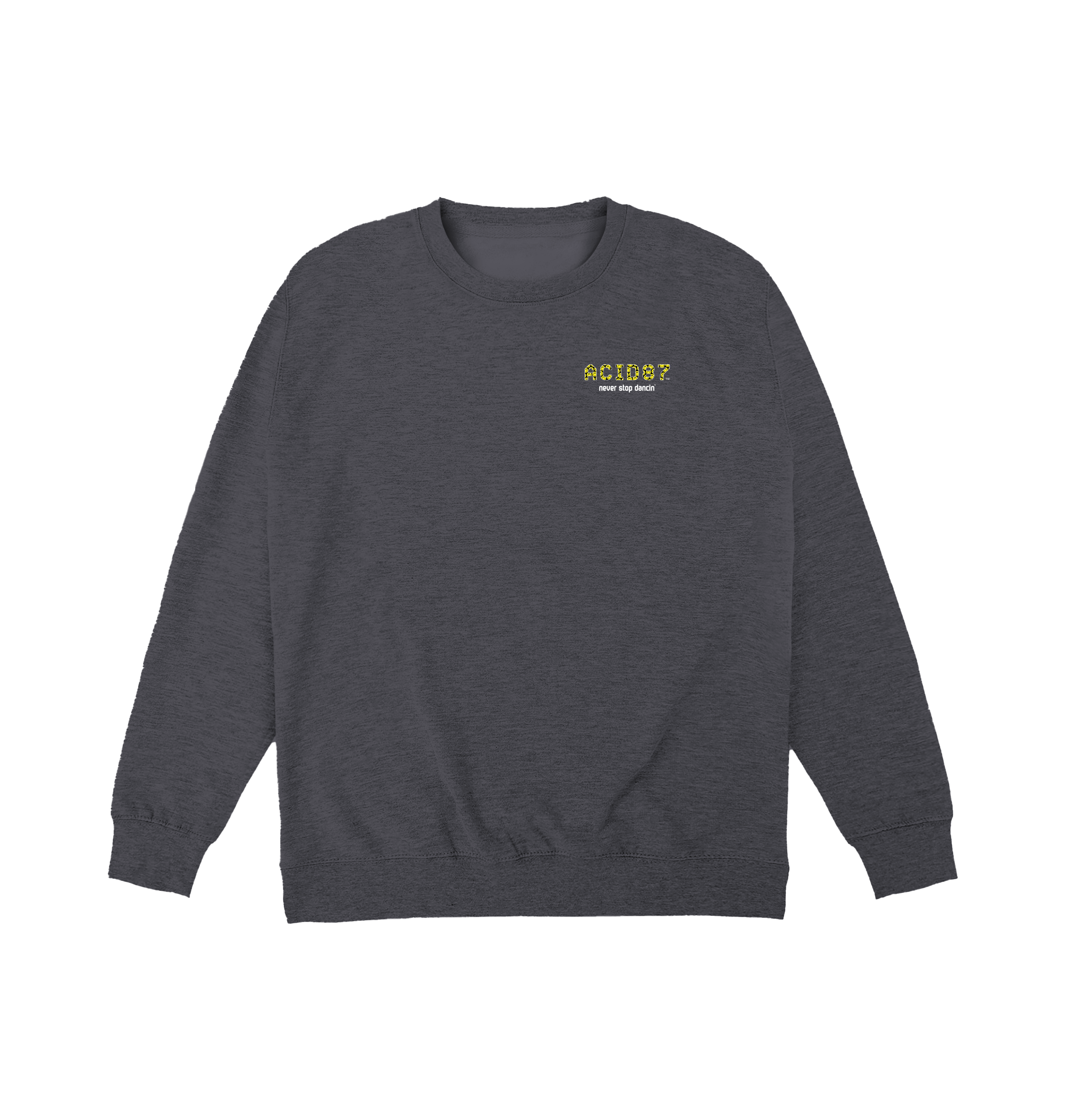 Acid87 Never Stop Dancin Smile Logo Left Chest Print Unisex Sweatshirt-Essential Republik-Essential Republik