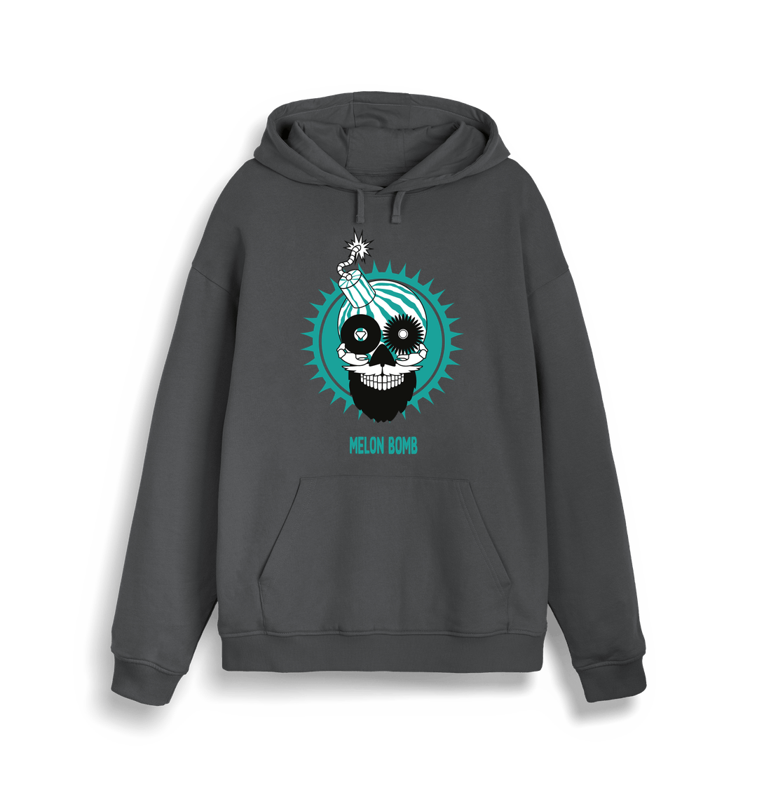 Melon Bomb Blue Skull Logo Print Unisex Hoodie-Essential Republik-Essential Republik
