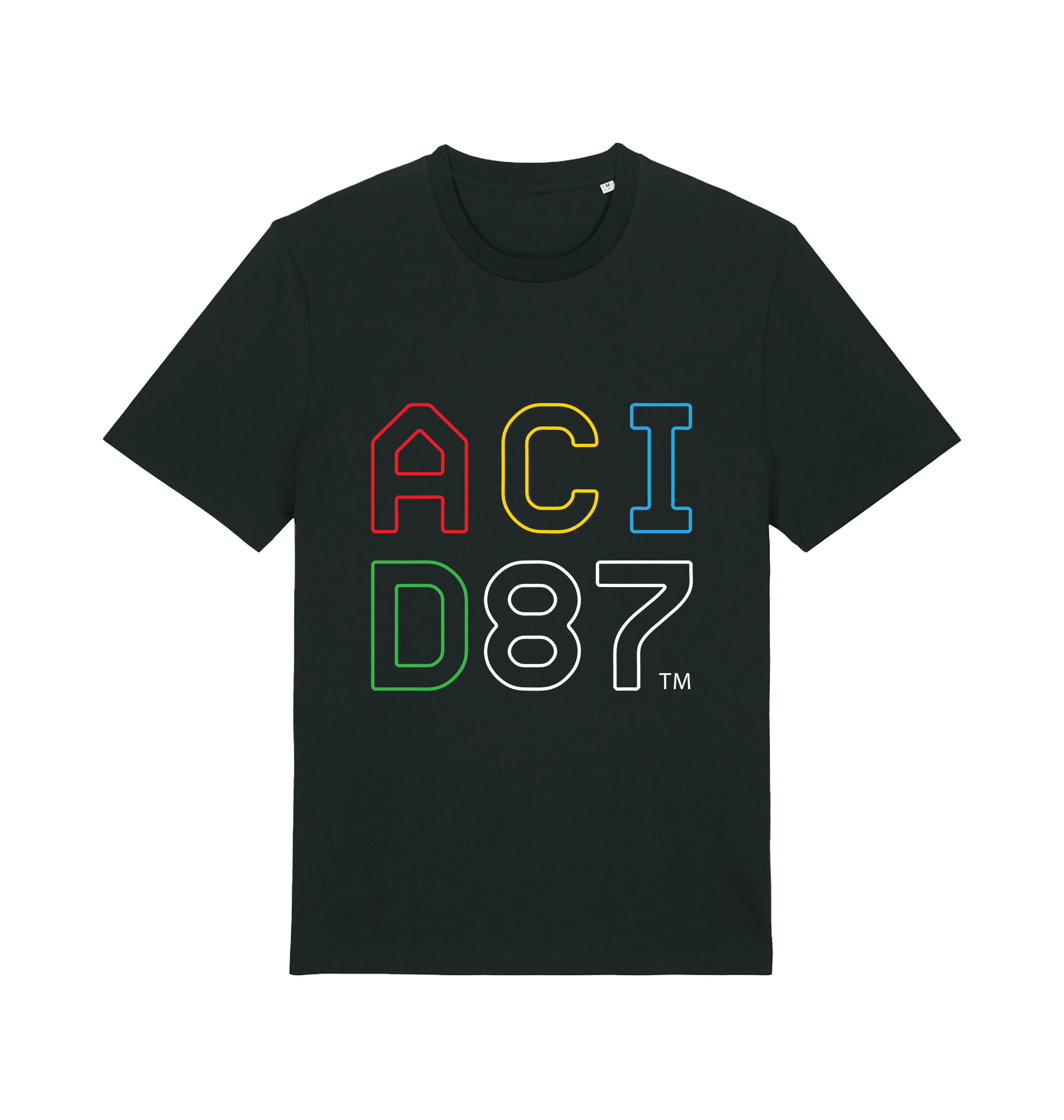 Acid87 Multi Colour Logo Print Unisex Organic T Shirt-Essential Republik-Essential Republik