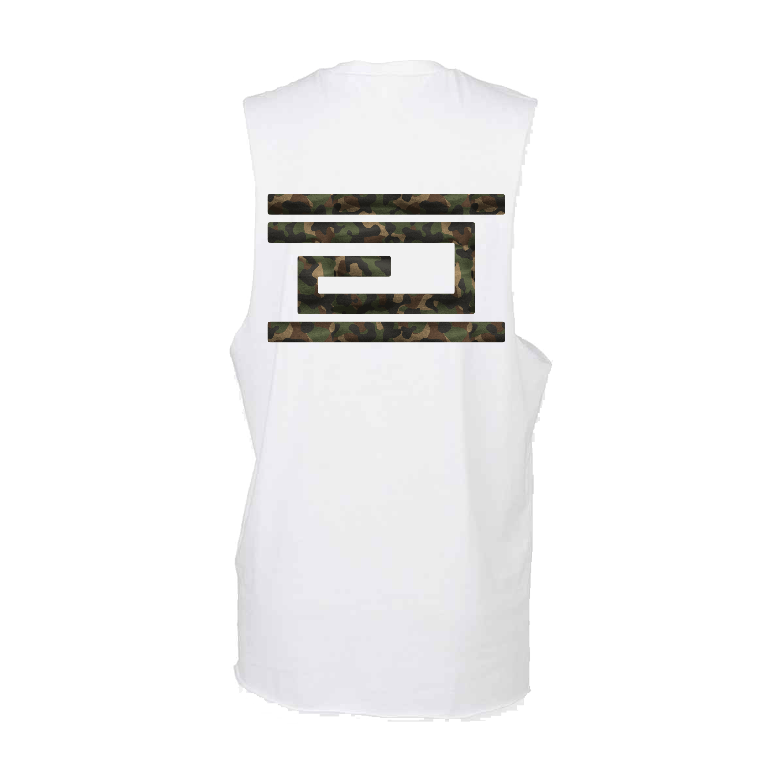 Drumcode camo print raw edge vest in white-Essential Republik-Essential Republik