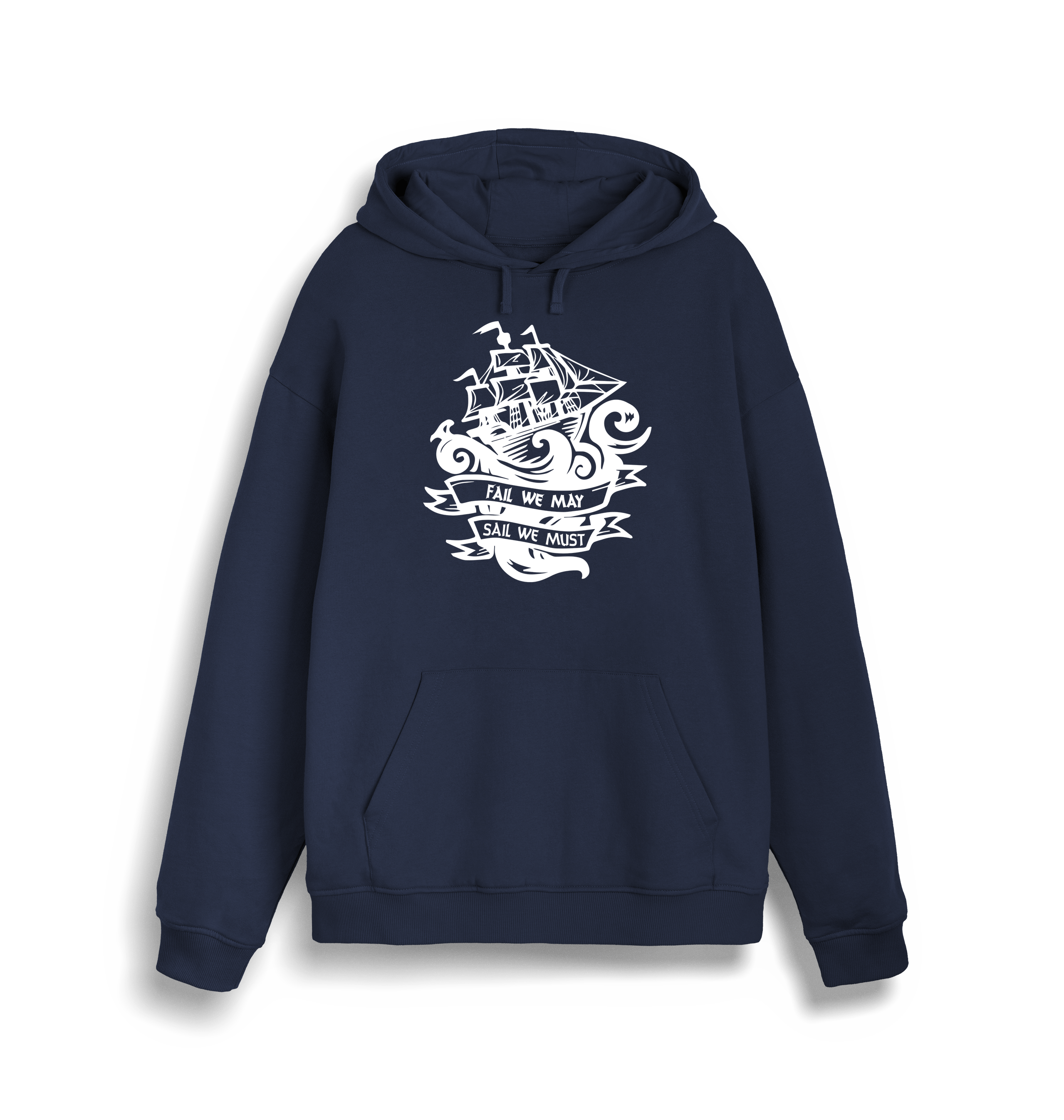 Blood & Sweat Chem Gen - Fail We May Sail We Must White Print Unisex Hoodie-Blood & Sweat-Essential Republik