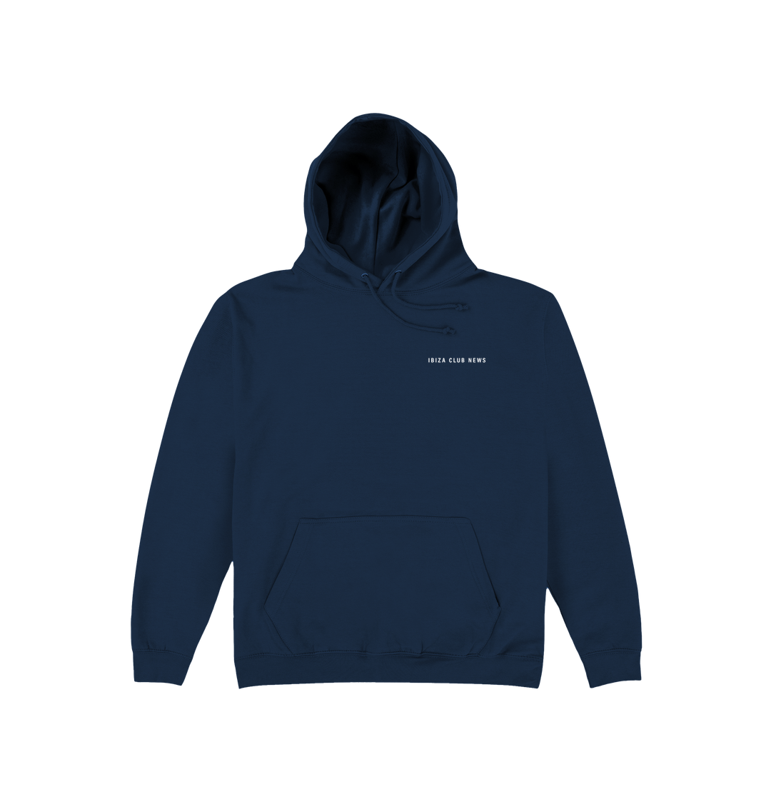 Ibiza Club News White ICN Logo Front and Back Print Unisex Hoodie-Essential Republik-Essential Republik