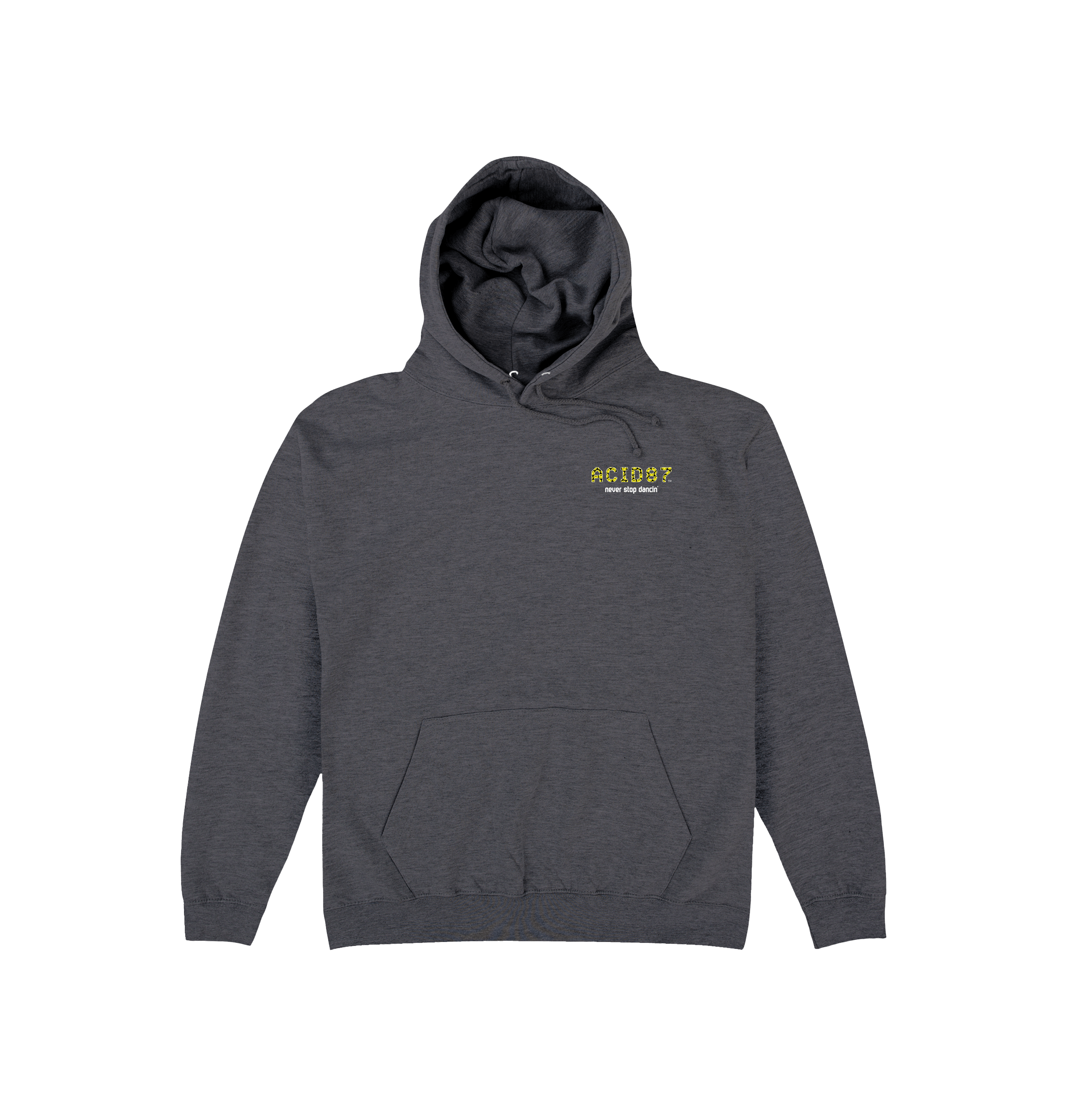 Acid87 Never Stop Dancin Smile Logo Left Chest Print Unisex Hoodie-Essential Republik-Essential Republik