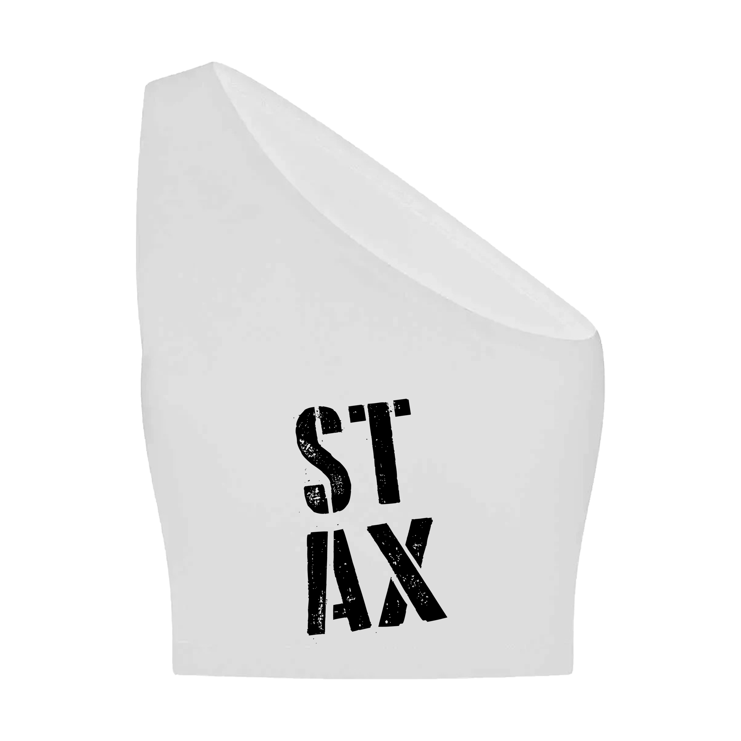 Danny Tenaglia STAX Logo Print Women's White One Shoulder Top-Essential Republik-Essential Republik