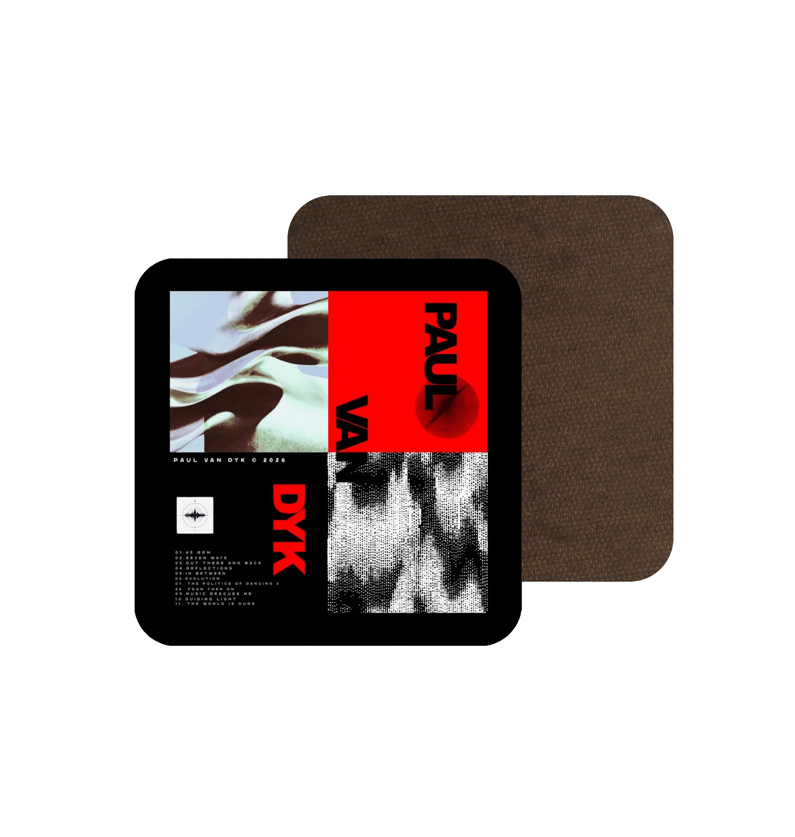 Paul Van Dyk photo red block coaster-Paul Van Dyk-Essential Republik