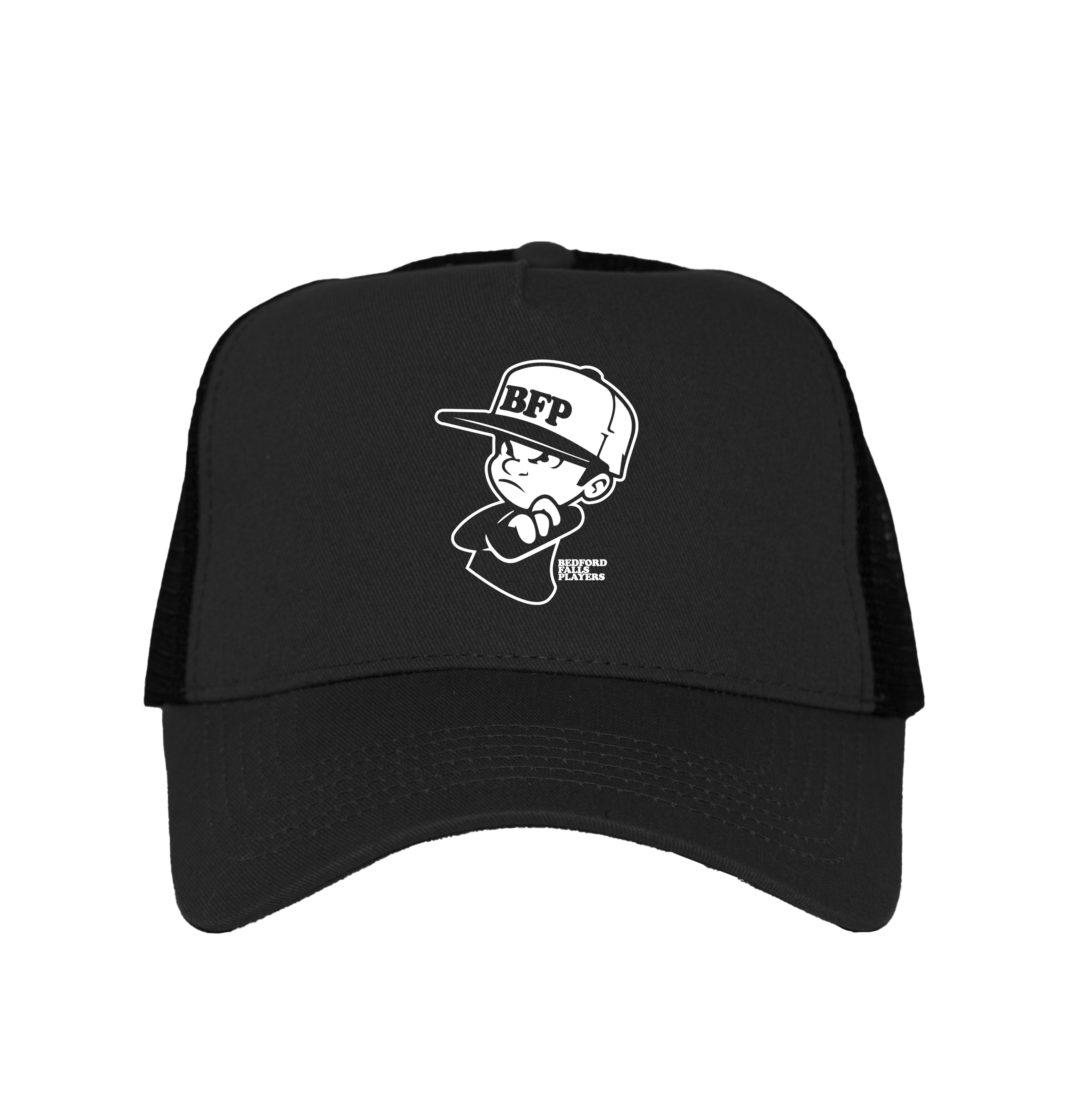 Blood & Sweat Official Bedford Falls Players Logo Print Trucker Cap-Essential Republik-Essential Republik