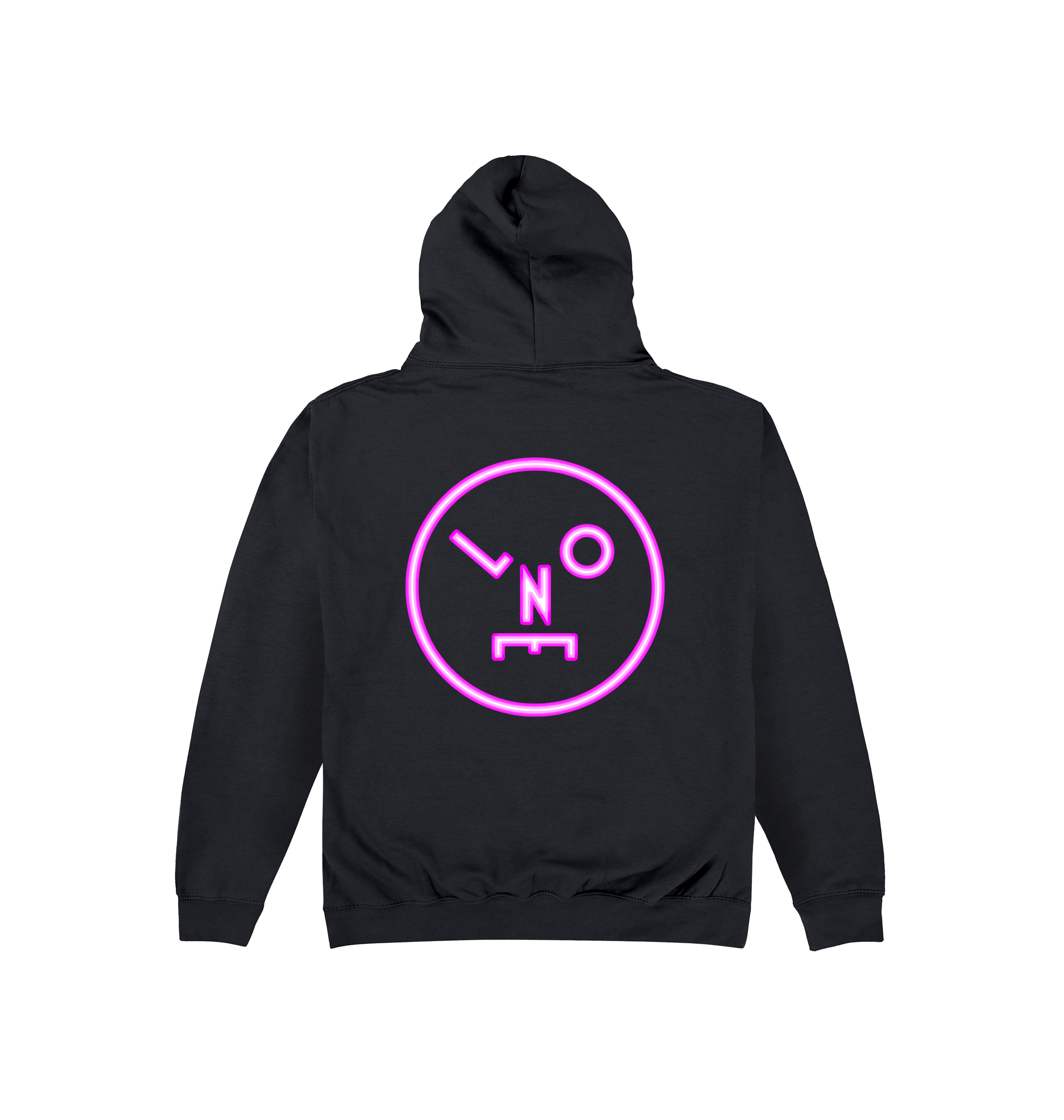 LNOE Pink Logo Back Print Unisex Hoodie-Essential Republik-Essential Republik