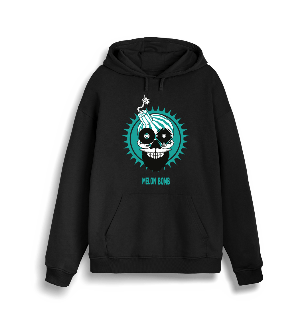 Melon Bomb Blue Skull Logo Print Unisex Hoodie-Essential Republik-Essential Republik