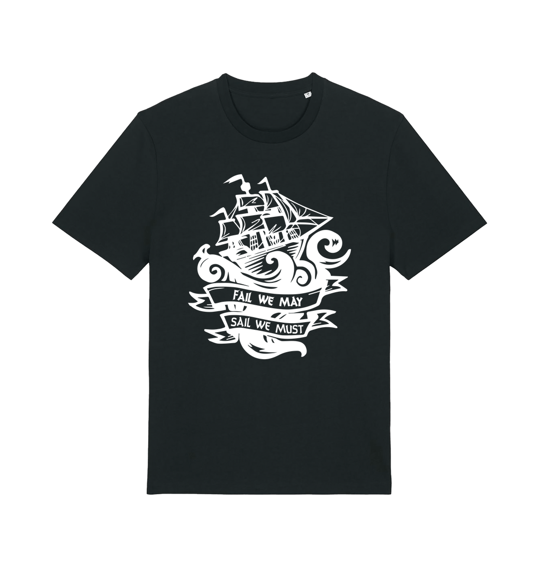 Blood & Sweat Chem Gen - Fail We May Sail We Must White Print Unisex Organic T Shirt-Essential Republik-Essential Republik