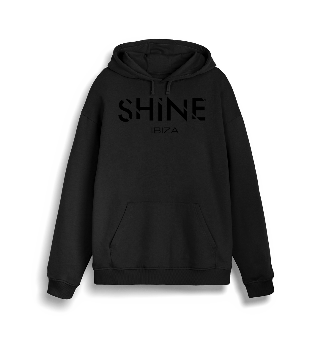 Shine Ibiza Logo Print Unisex Black Hoodie-Essential Republik-Essential Republik