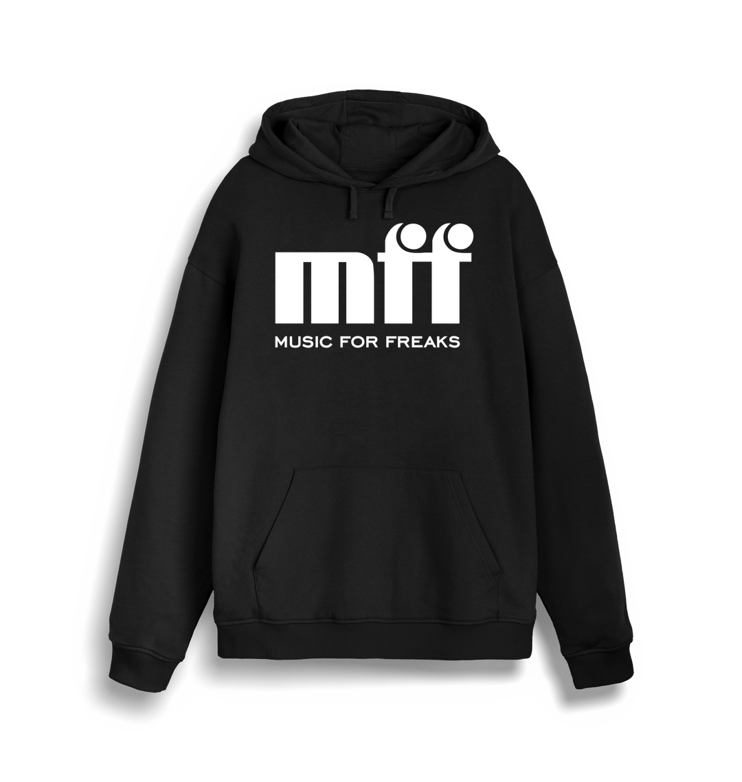 Music For Freaks Logo Print Unisex Black Hoodie-Essential Republik-Essential Republik