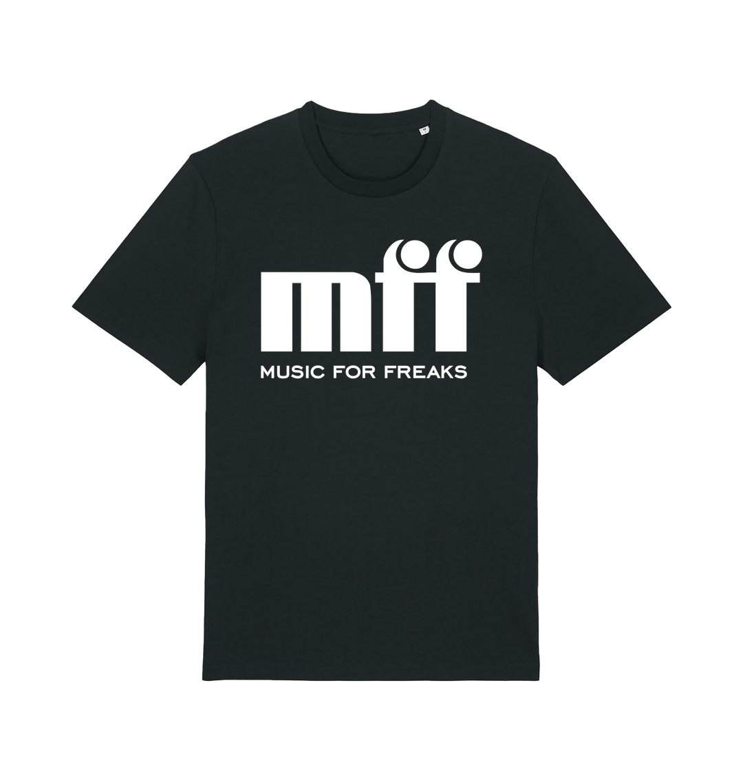 Music For Freaks Logo Front And Back Print Unisex Organic Black T Shirt-Essential Republik-Essential Republik