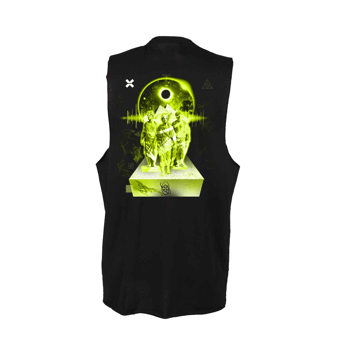 Renaissance trinity eclipse raw edge vest in black-Renaissance-Essential Republik