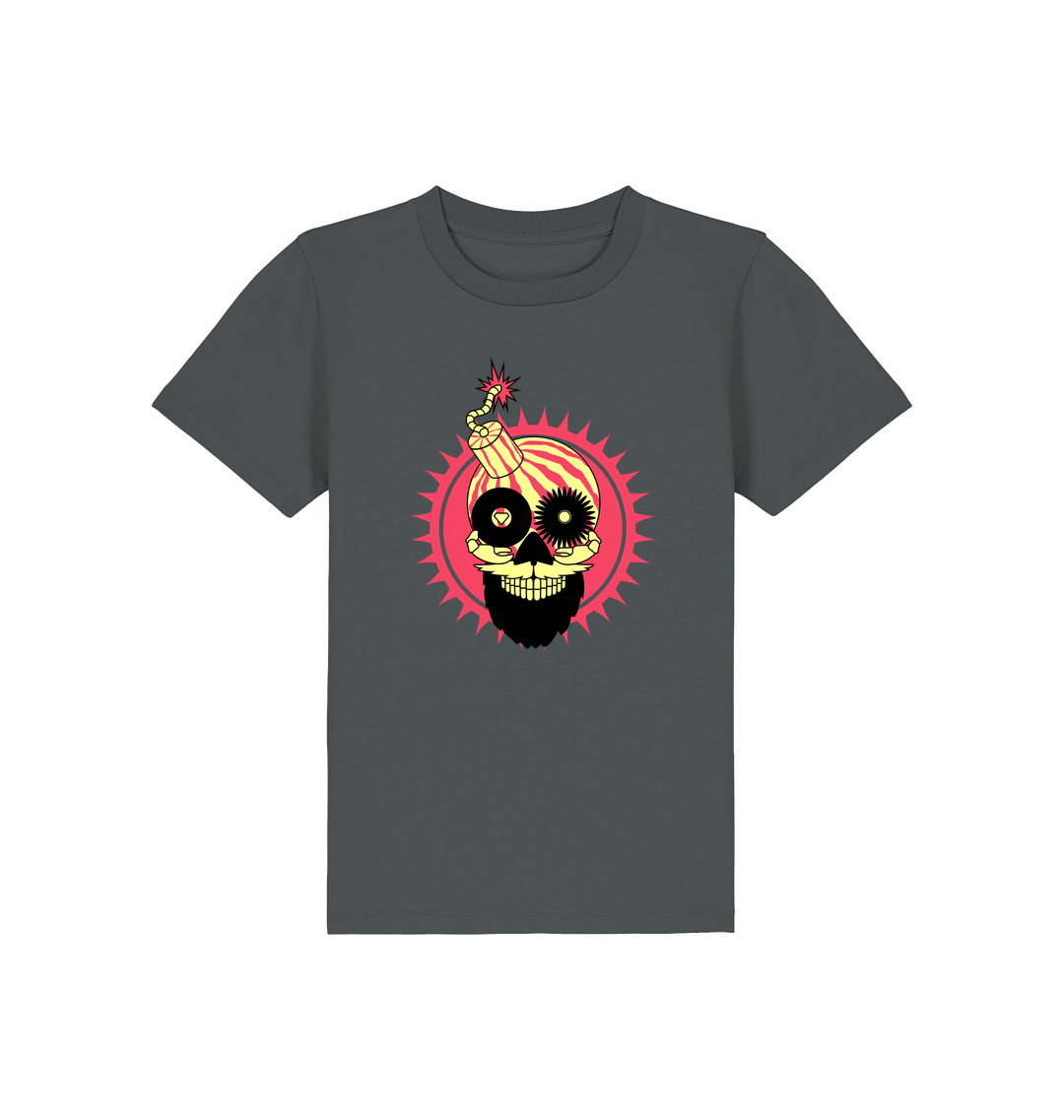 Melon Bomb Skull Logo Print Kid's Organic T Shirt-Essential Republik-Essential Republik