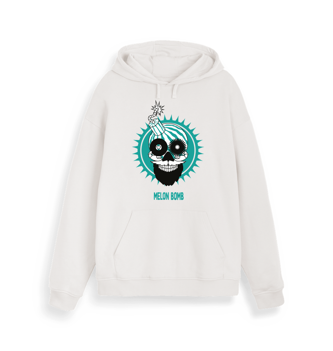 Melon Bomb Blue Skull Logo Print Unisex Hoodie-Essential Republik-Essential Republik