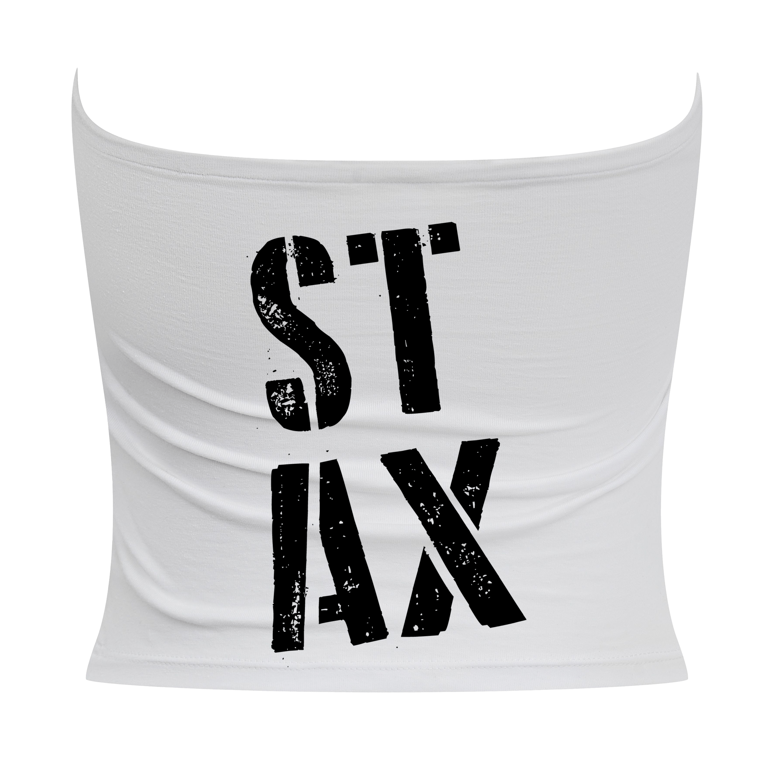 Danny Tenaglia STAX Logo Print Women's White Bandeau Top-Essential Republik-Essential Republik