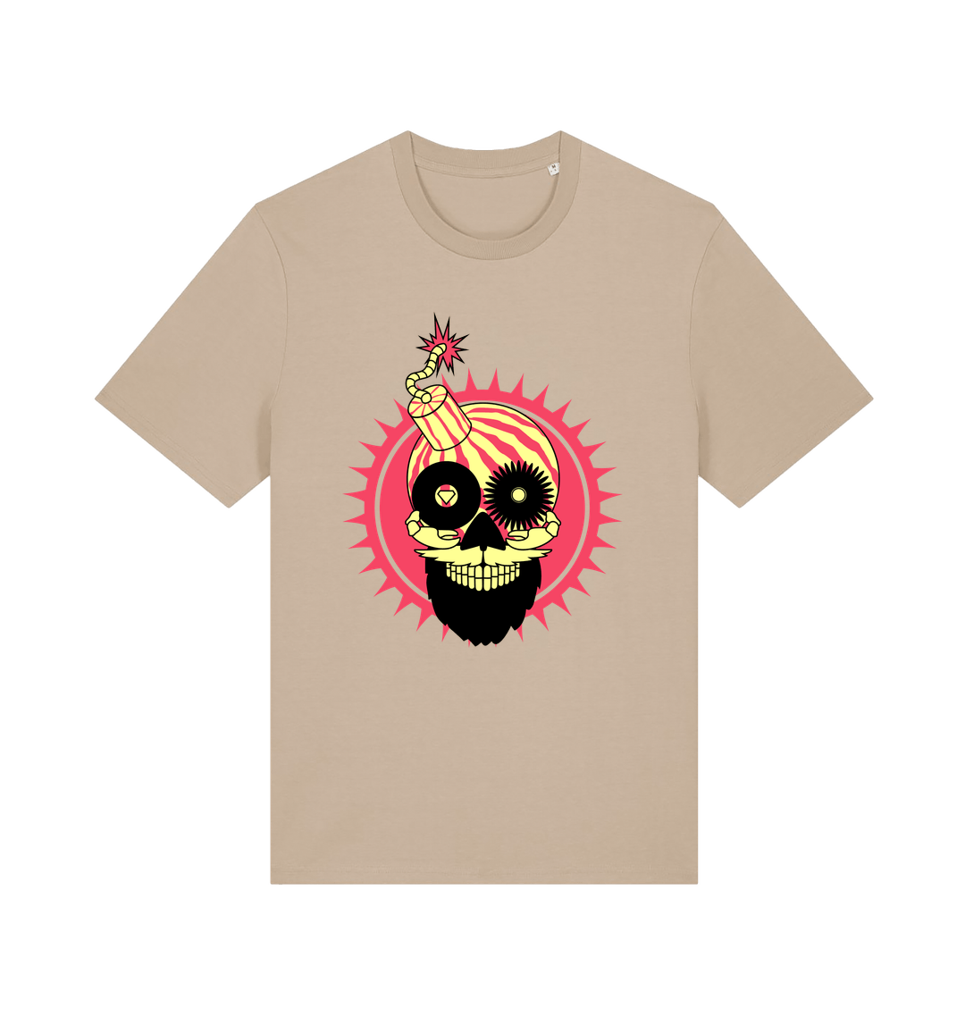 Melon Bomb Skull Logo Print Unisex Organic T Shirt-Essential Republik-Essential Republik