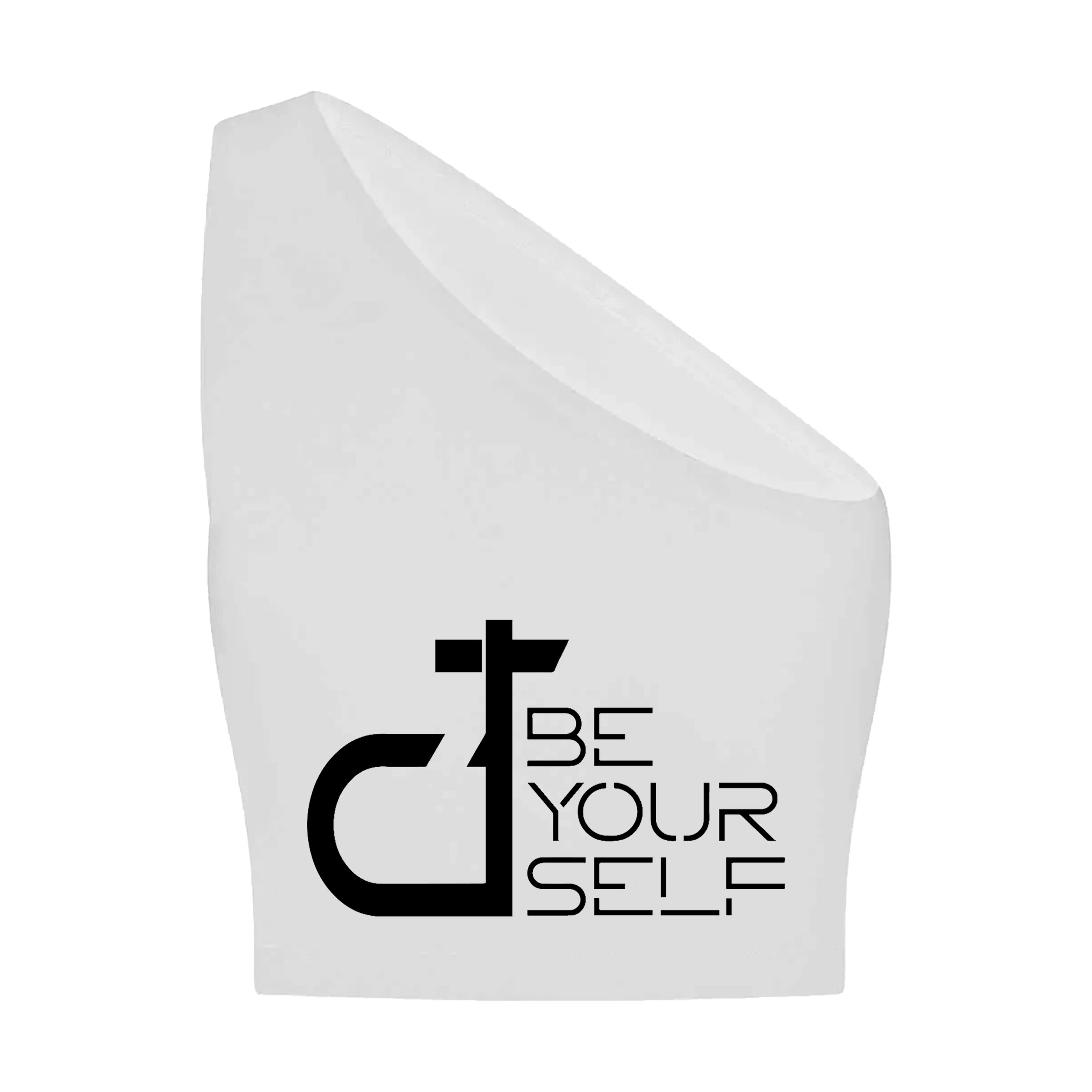 Danny Tenaglia Be Yourself Logo Print Women's White One Shoulder Top-Essential Republik-Essential Republik