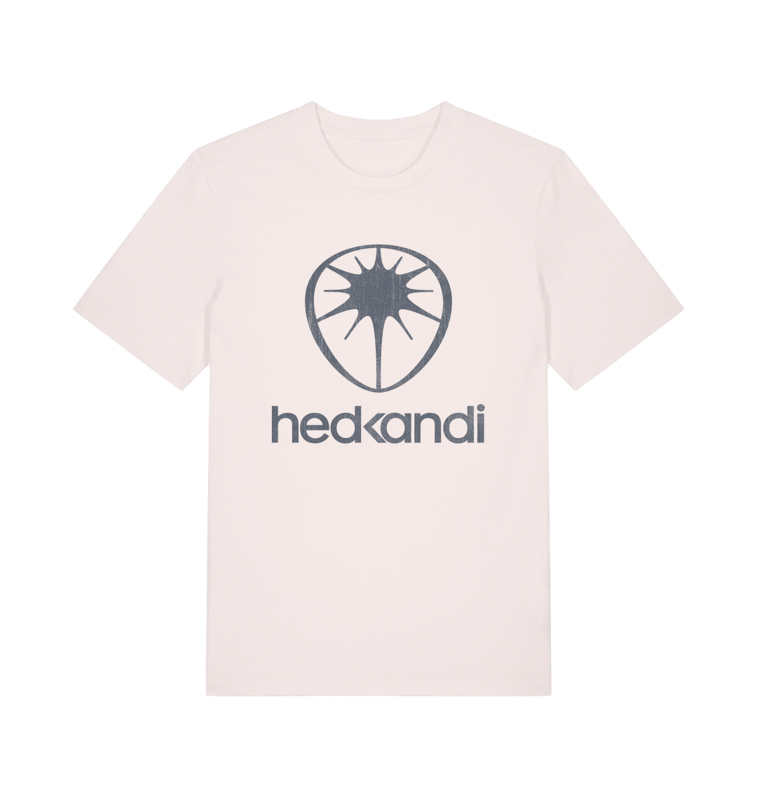 Hedkandi Distressed Logo Unisex Organic Vintage White T Shirt-Essential Republik-Essential Republik