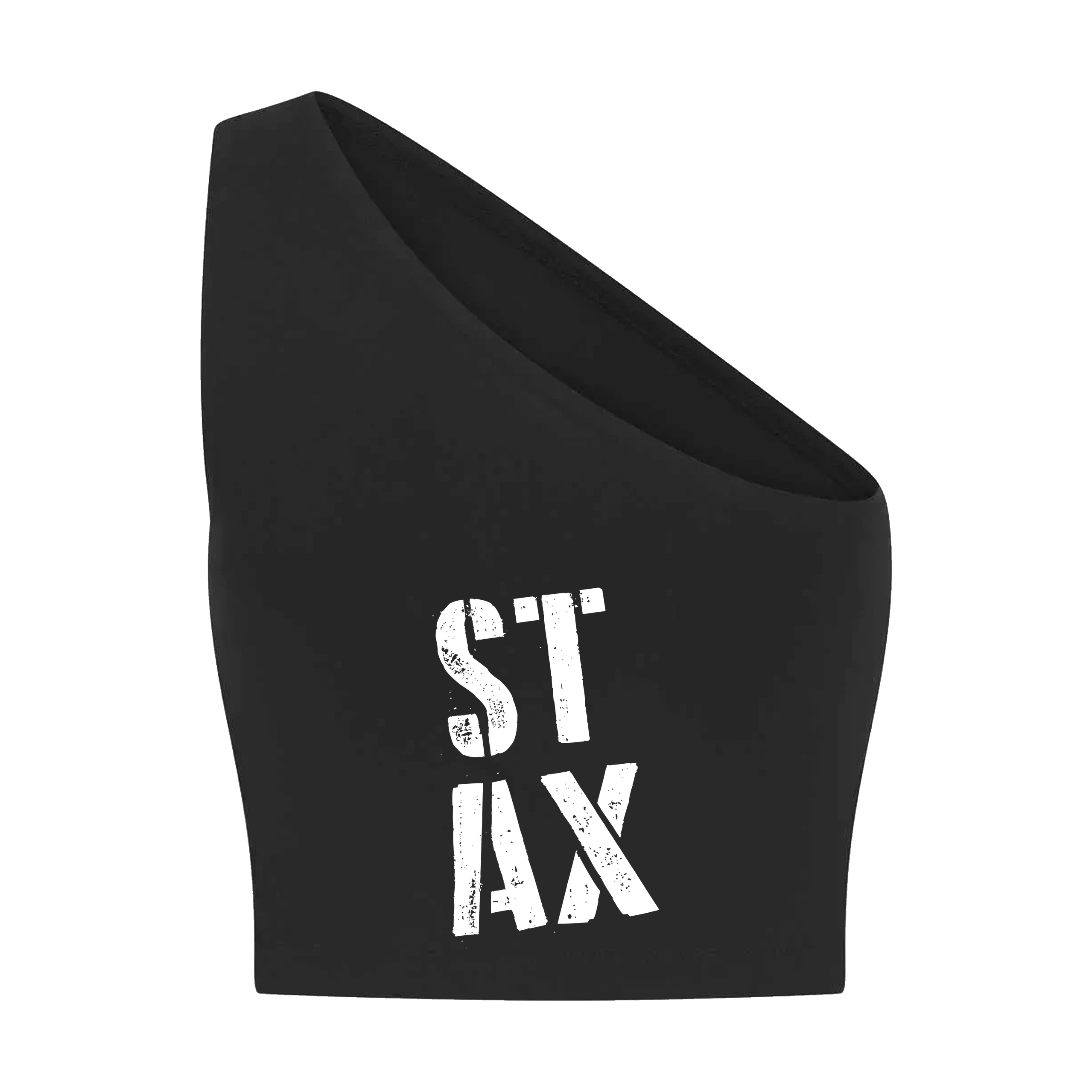 Danny Tenaglia STAX Logo Print Women's Black One Shoulder Top-Essential Republik-Essential Republik