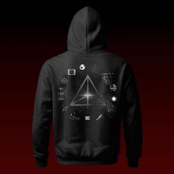 Adam Beyer Explorer print pull over hoodie in black Bundle Item-Pre Sale-Essential Republik