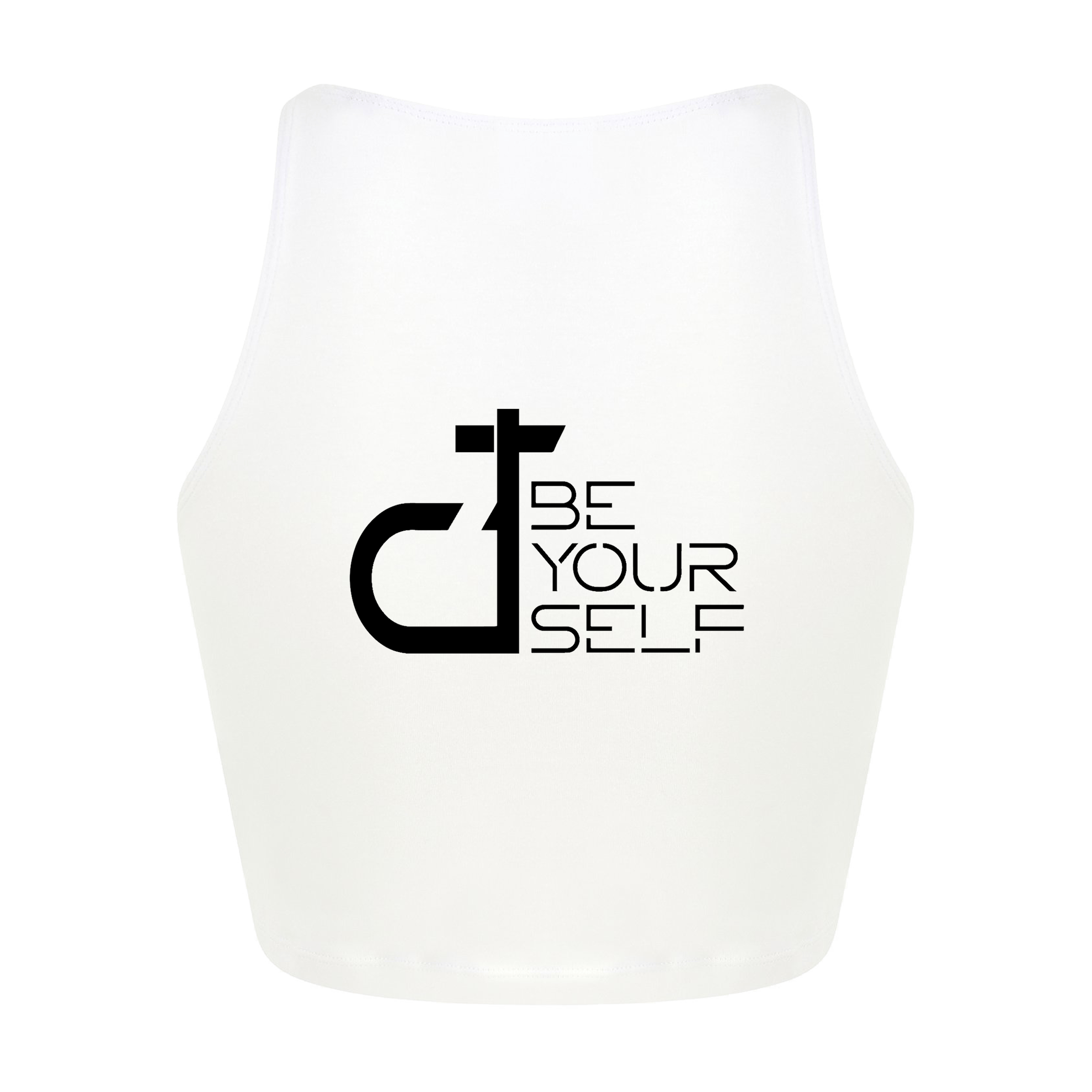 Danny Tenaglia Be Yourself Logo Print Women's White Cropped Top-Essential Republik-Essential Republik