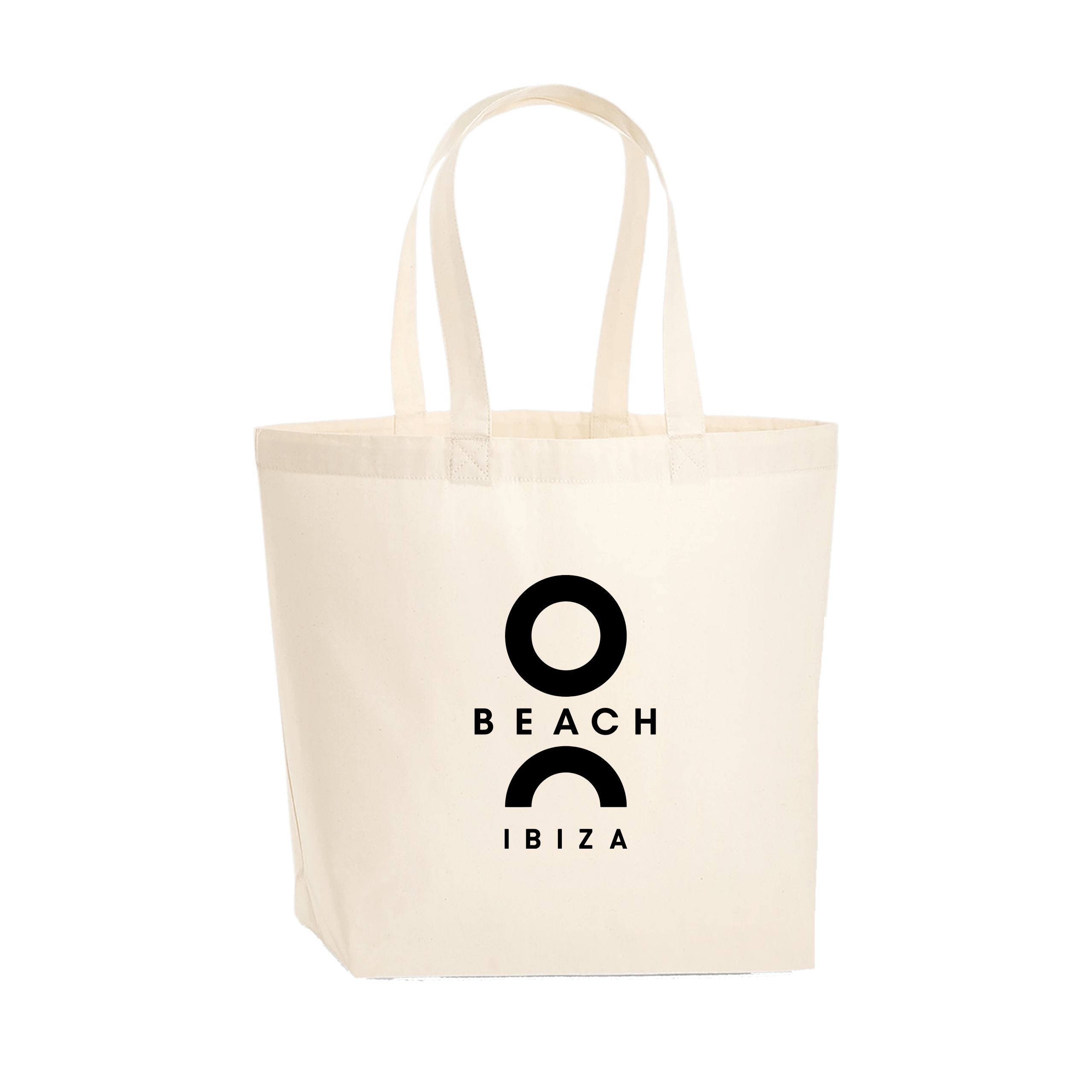 O Beach Logo Print Natural Woven Shopping Bag-Essential Republik-Essential Republik