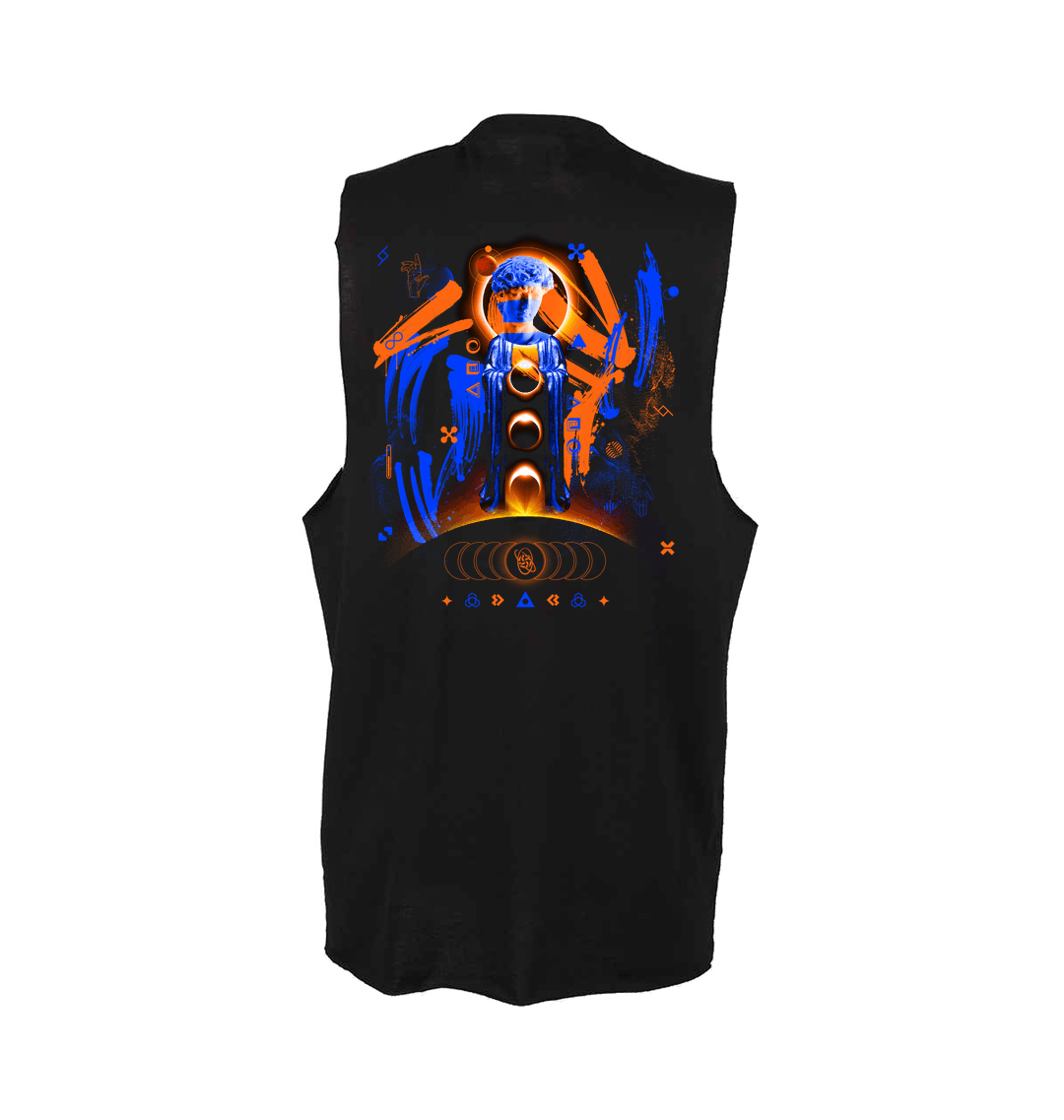 Renaissance ascending eclipse raw edge vest in black-Renaissance-Essential Republik