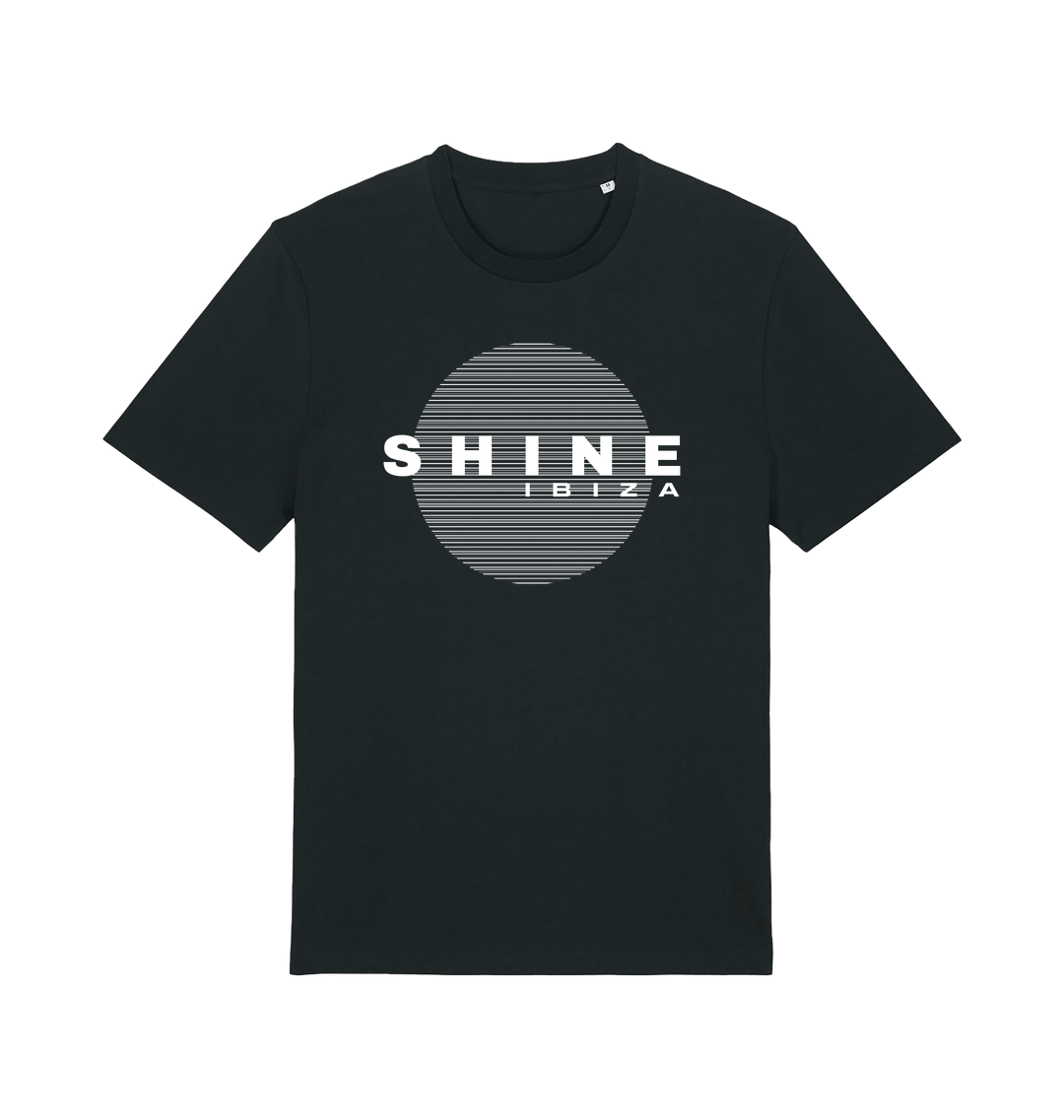 Shine Ibiza Circle Logo Front And Back Print Unisex Organic Black T Shirt-Essential Republik-Essential Republik