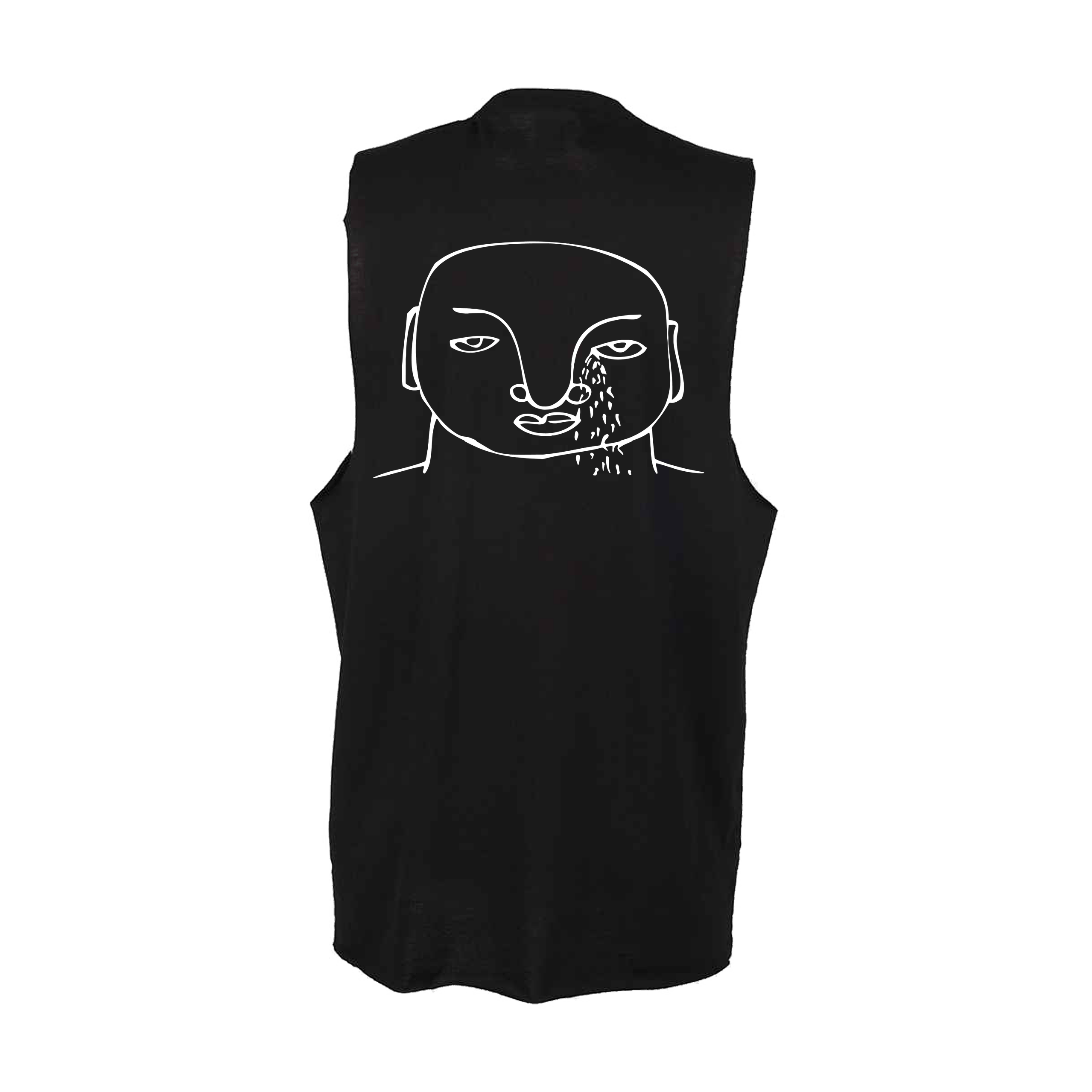 Danny Tenaglia Face Print High Neck Slash Armhole Black Vest-Essential Republik-Essential Republik