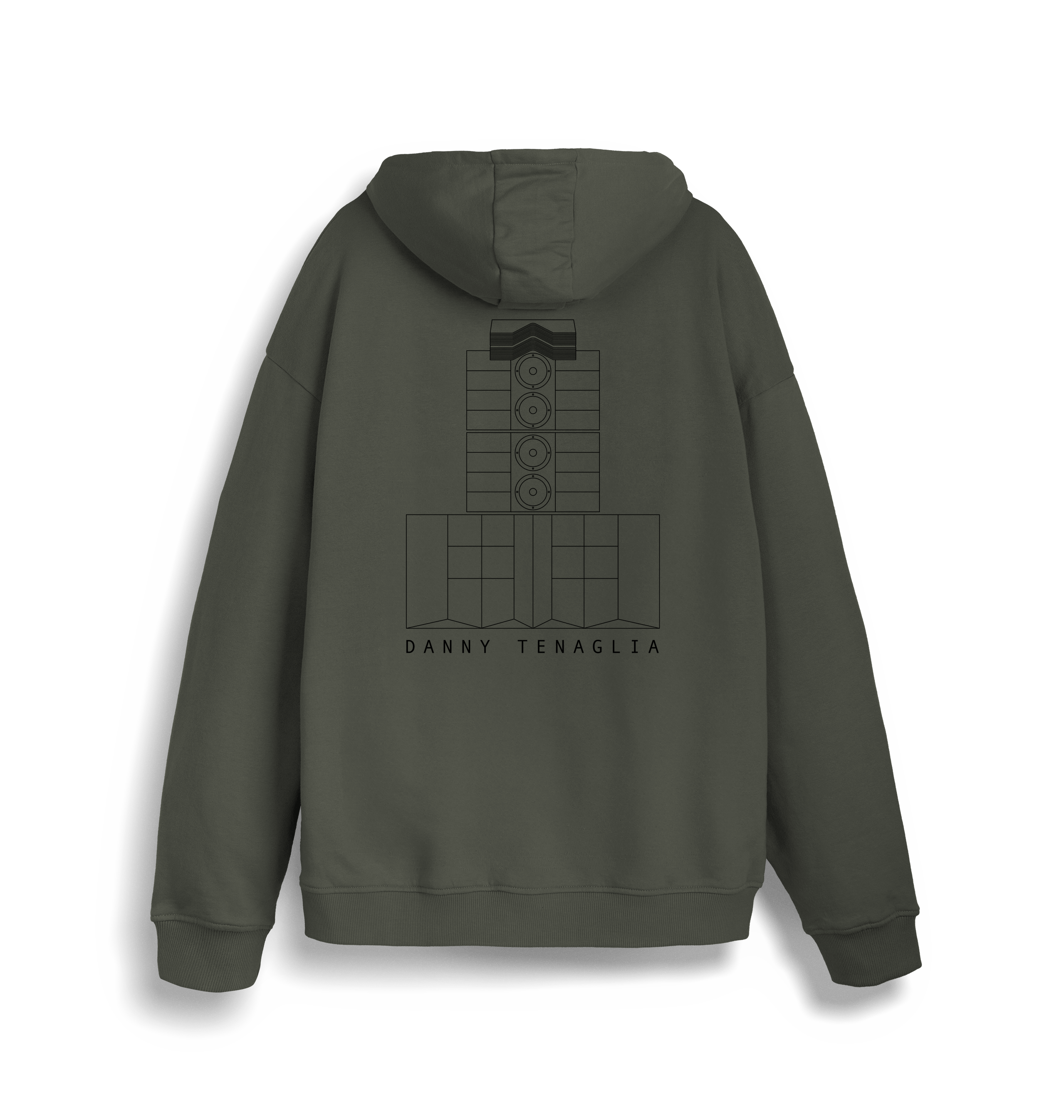 Danny Tenaglia Pyramid Speakers Logo Front And Back Print Unisex Khaki Hoodie-Essential Republik-Essential Republik