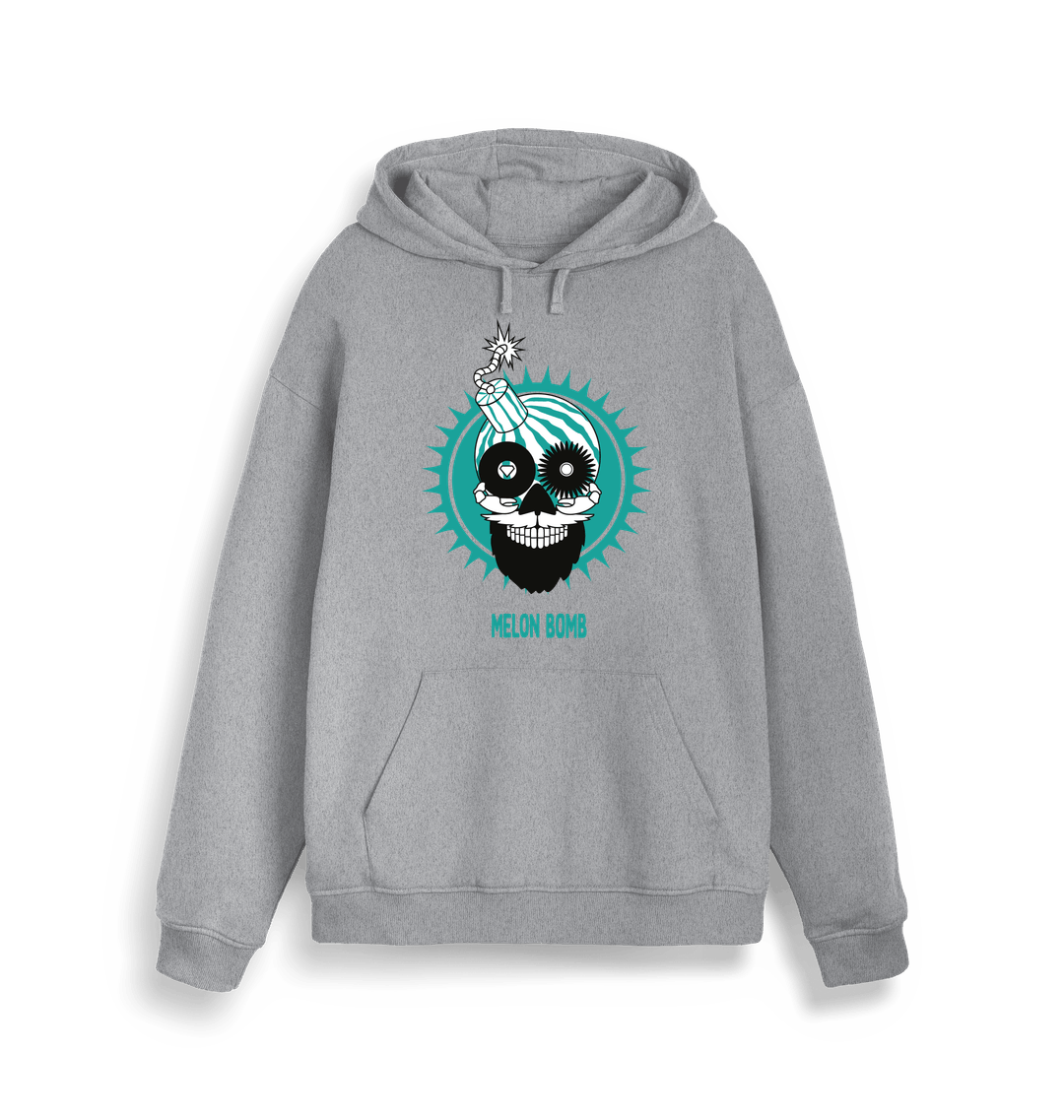 Melon Bomb Blue Skull Logo Print Unisex Hoodie-Essential Republik-Essential Republik