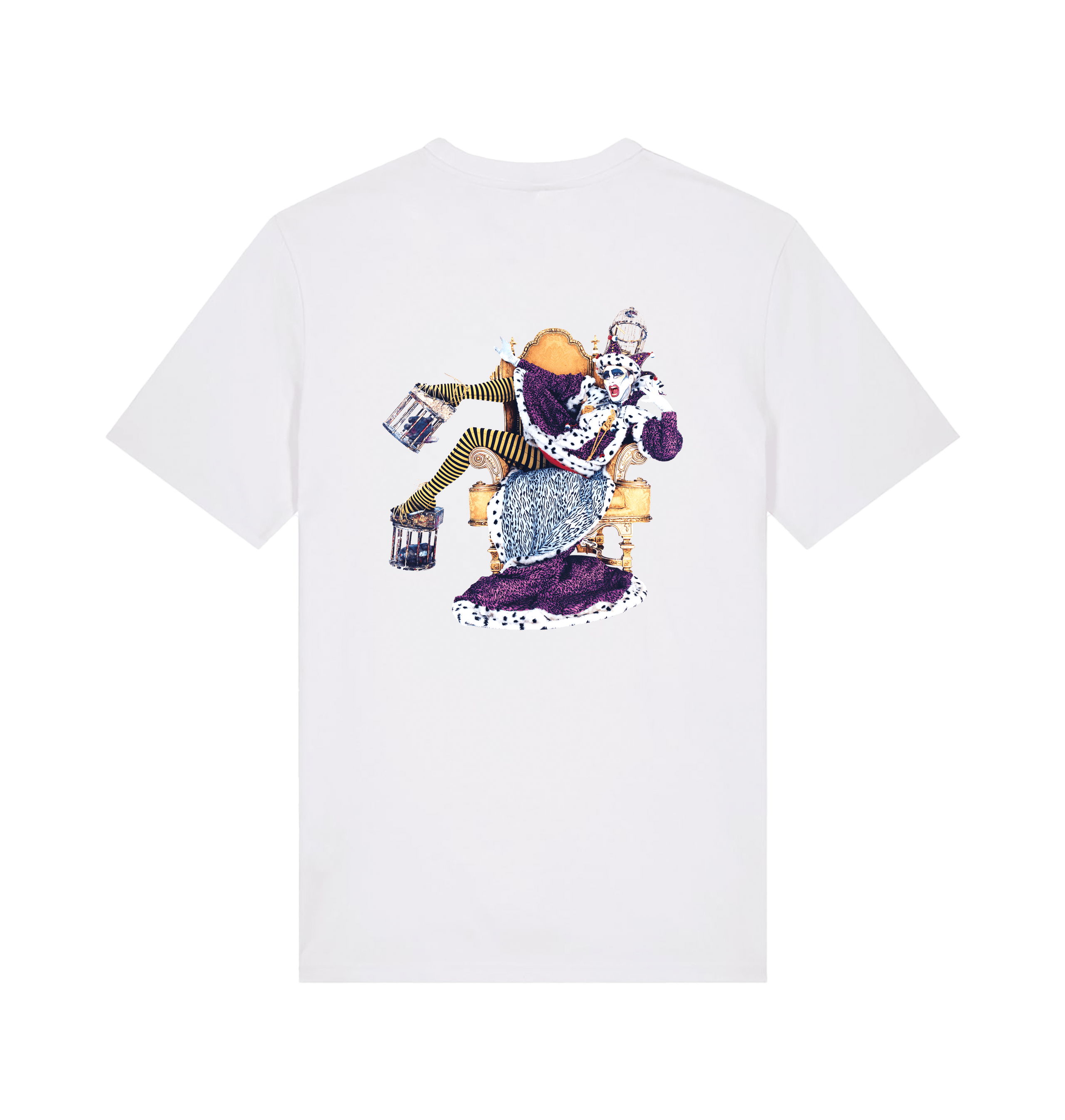 Miss Moneypenny's Clown Logo Front And Back Print Unisex Organic White T Shirt-Essential Republik-Essential Republik