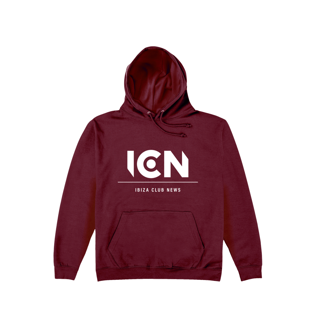 Ibiza Club News White ICN Logo Print Unisex Hoodie-Essential Republik-Essential Republik