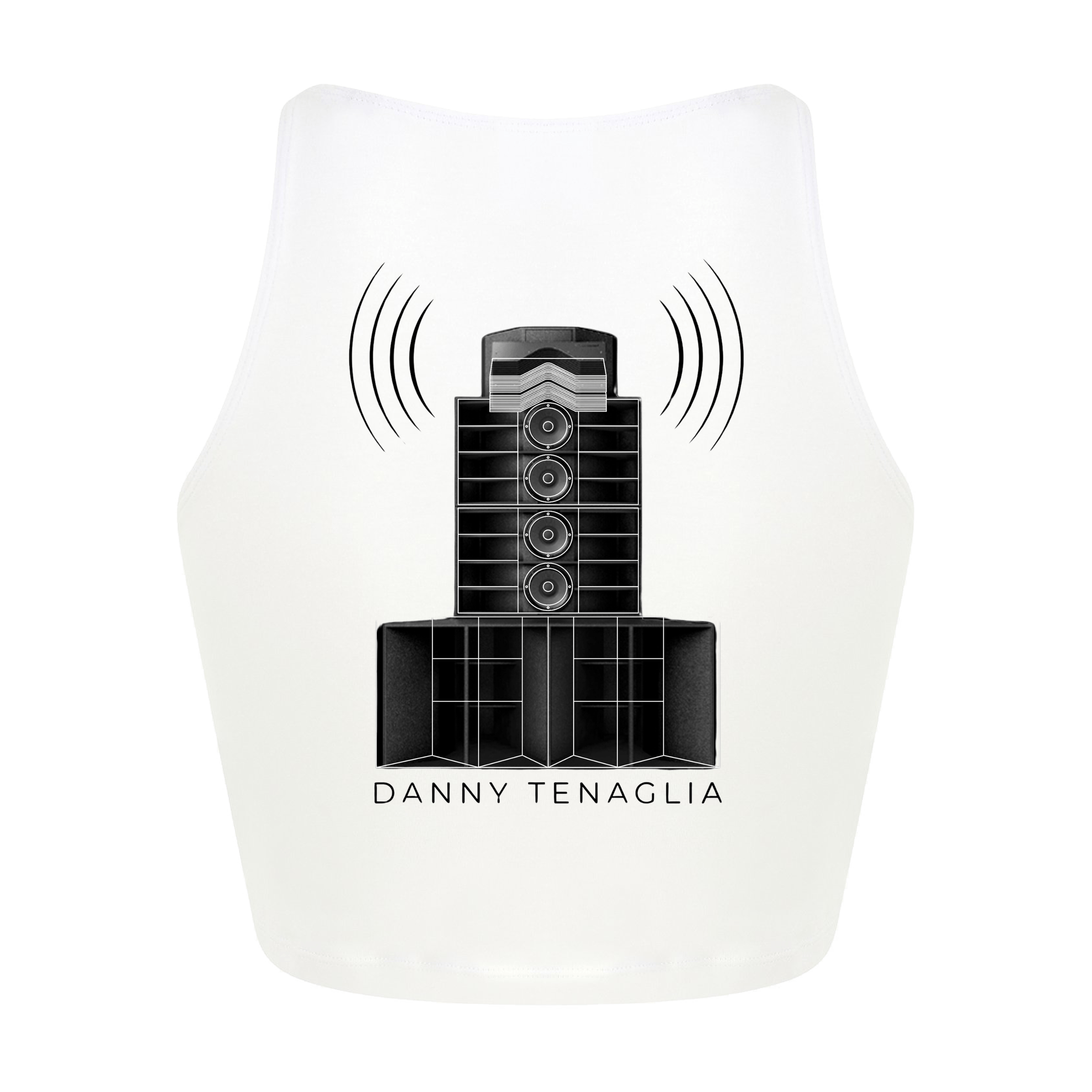 Danny Tenaglia STAX Speakers Print Women's White Cropped Top-Essential Republik-Essential Republik