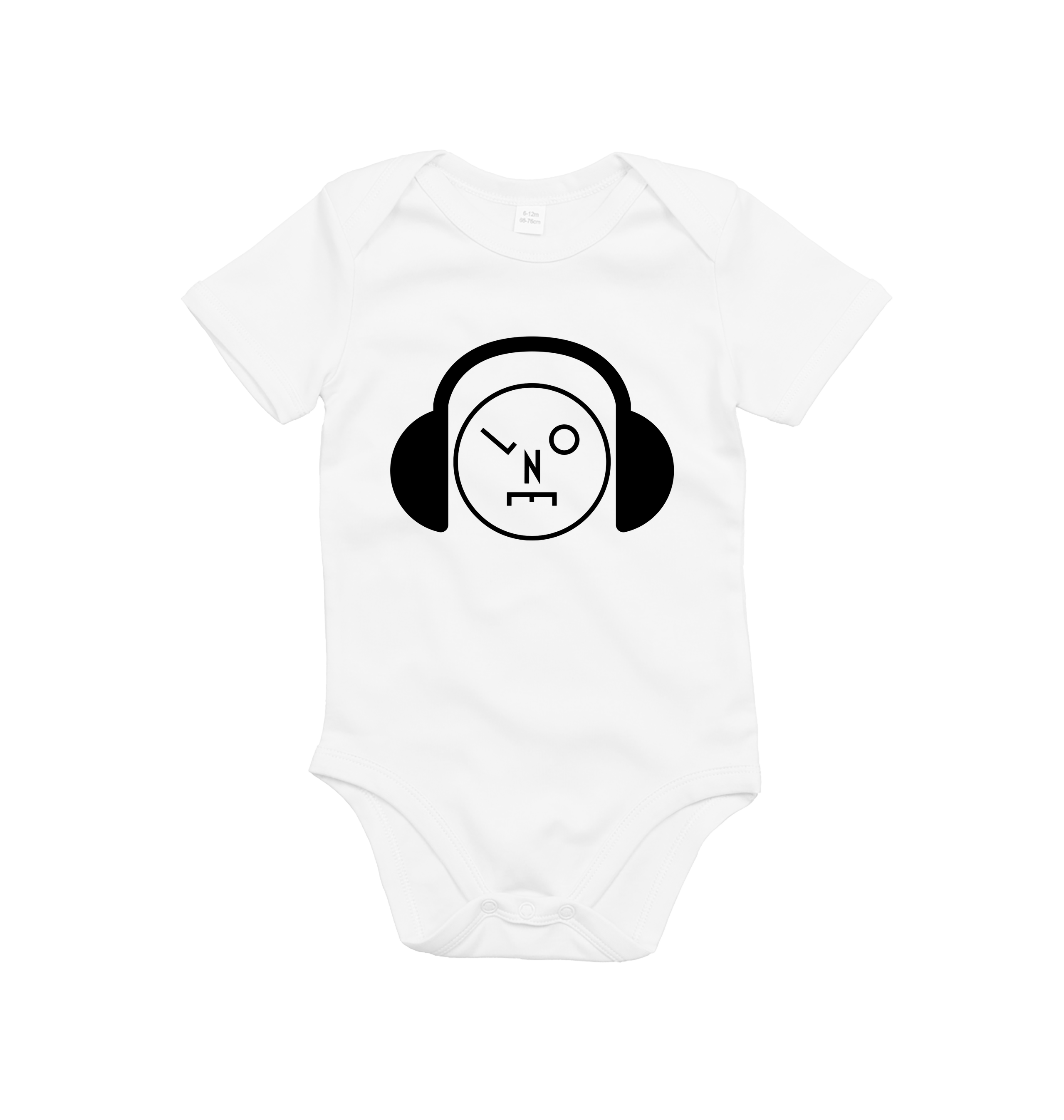 LNOE Headphones Logo Print Short Sleeve White Babygrow-Essential Republik-Essential Republik