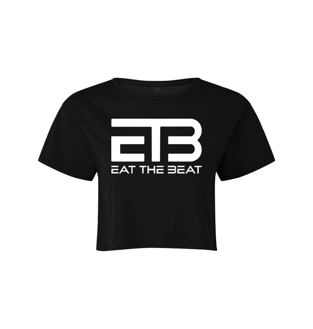 Eat The Beat White Logo Girlie Cropped T-Shirt-Essential Republik-Essential Republik
