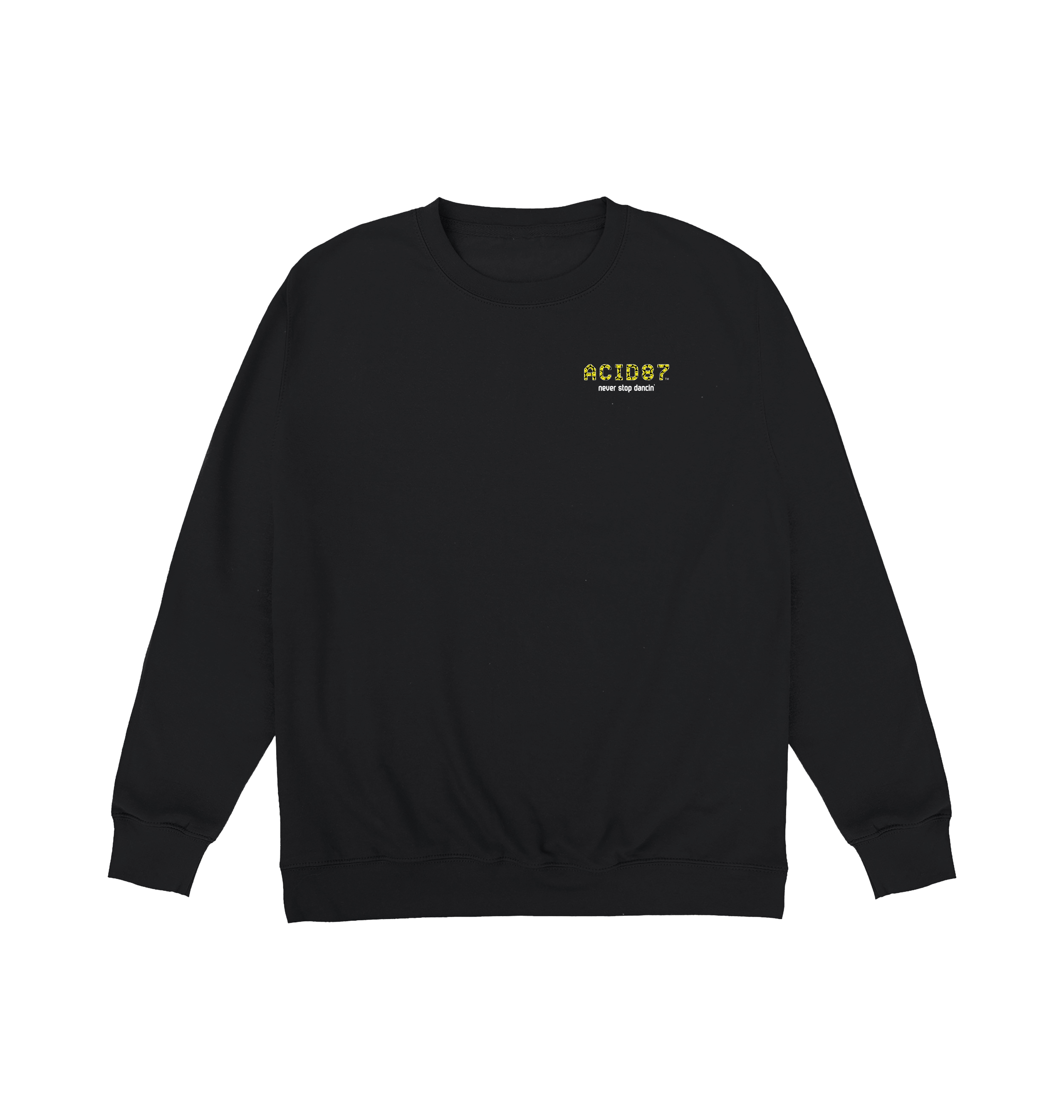 Acid87 Never Stop Dancin Smile Logo Left Chest Print Unisex Sweatshirt-Essential Republik-Essential Republik