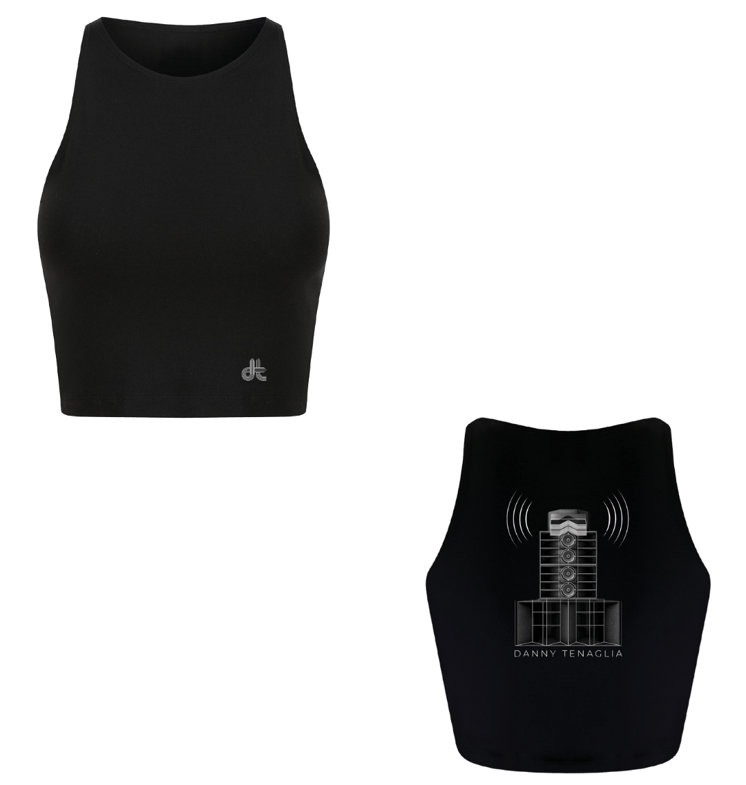 Danny Tenaglia STAX Speakers Print Women's Black Cropped Top-Essential Republik-Essential Republik