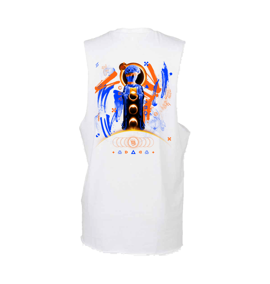 Renaissance ascending eclipse raw edge vest in white-Renaissance-Essential Republik