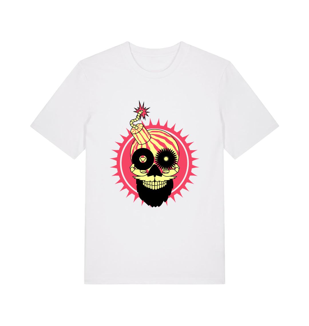 Melon Bomb Skull Logo Print Unisex Organic T Shirt-Essential Republik-Essential Republik