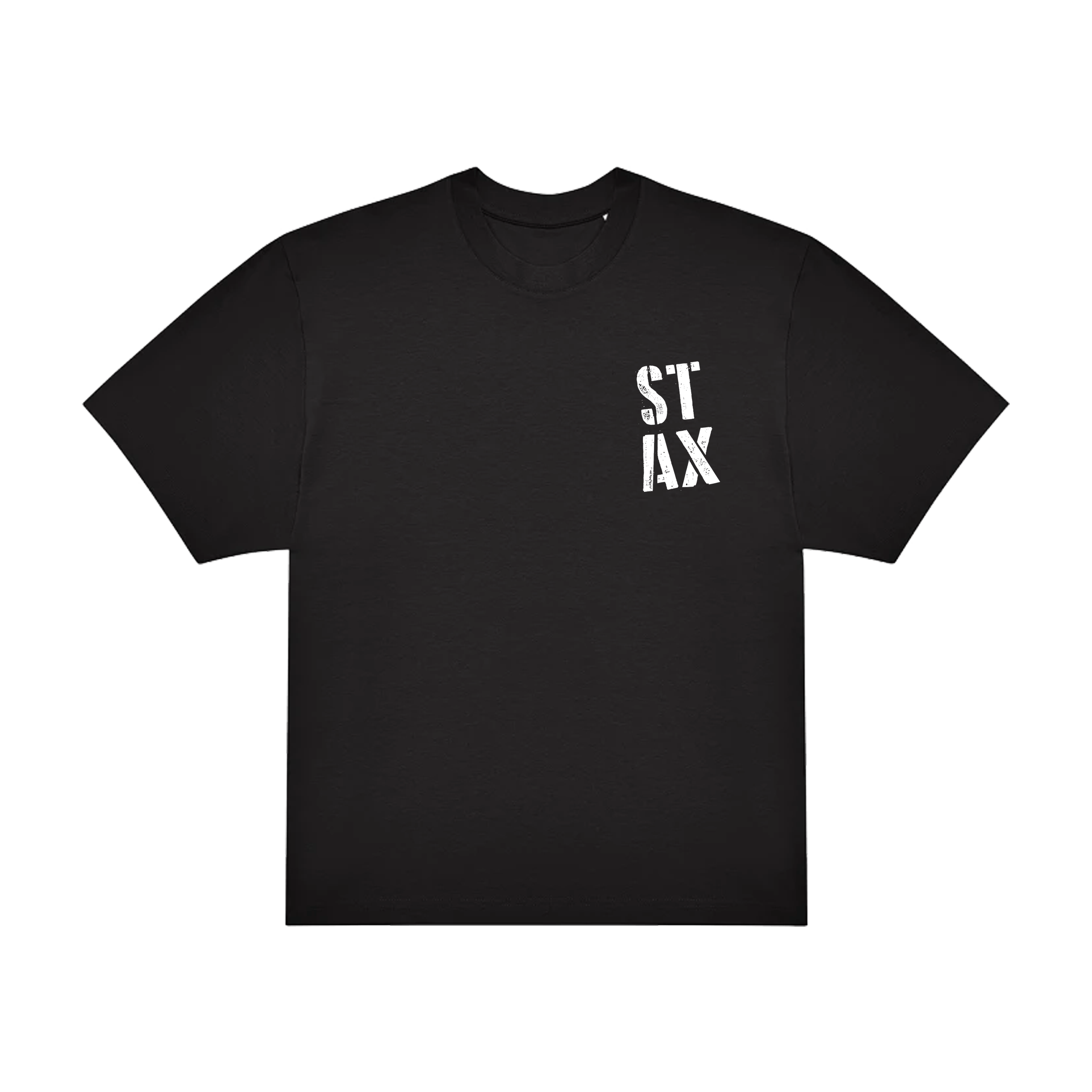 Danny Tenaglia STAX Stacked Logo Front Pocket and Back Print Unisex Oversized Black T Shirt-Essential Republik-Essential Republik